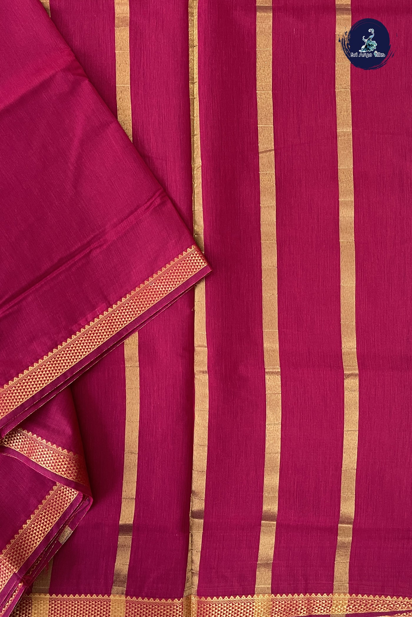 Rani Pink Madisar Semi Silk Cotton Saree With Plain Pattern