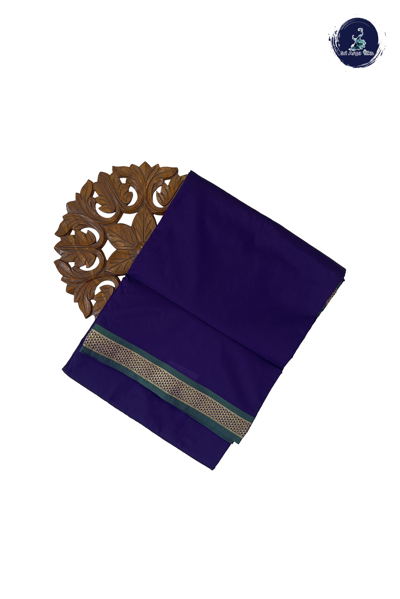 Violet 10 Yards Semi Silk With Plain Pattern