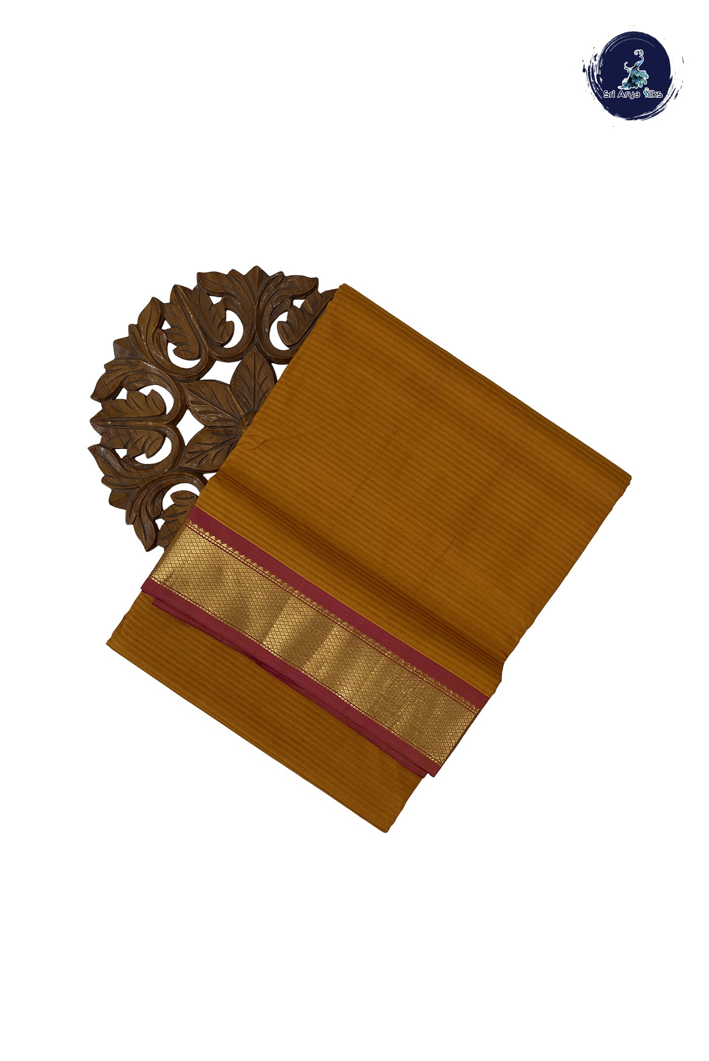 Mustard Yellow Madisar 10 Yards Silk Saree With Doria Lines Pattern