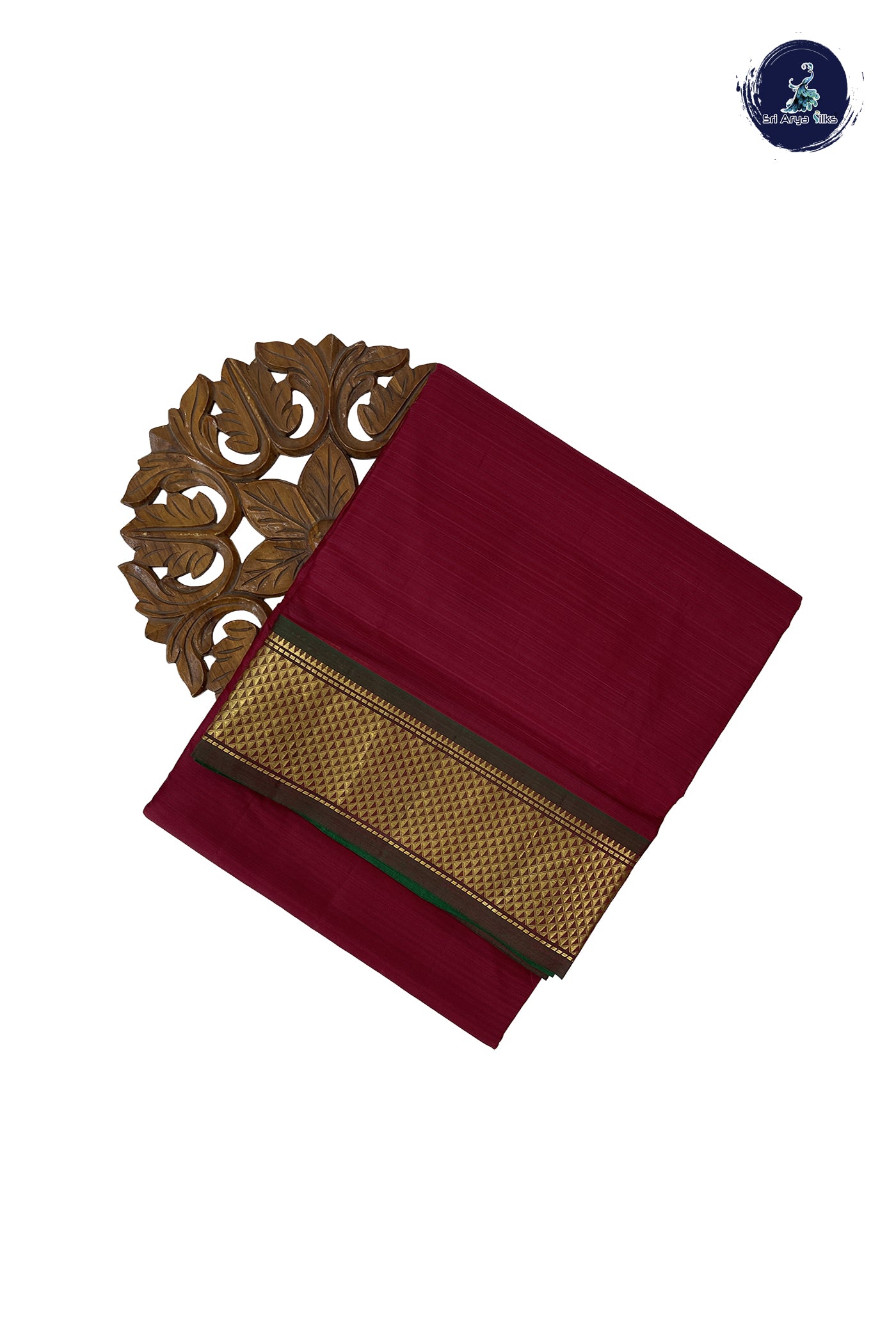 Maroon Madisar 10 Yards Silk Saree With Doria Lines Pattern