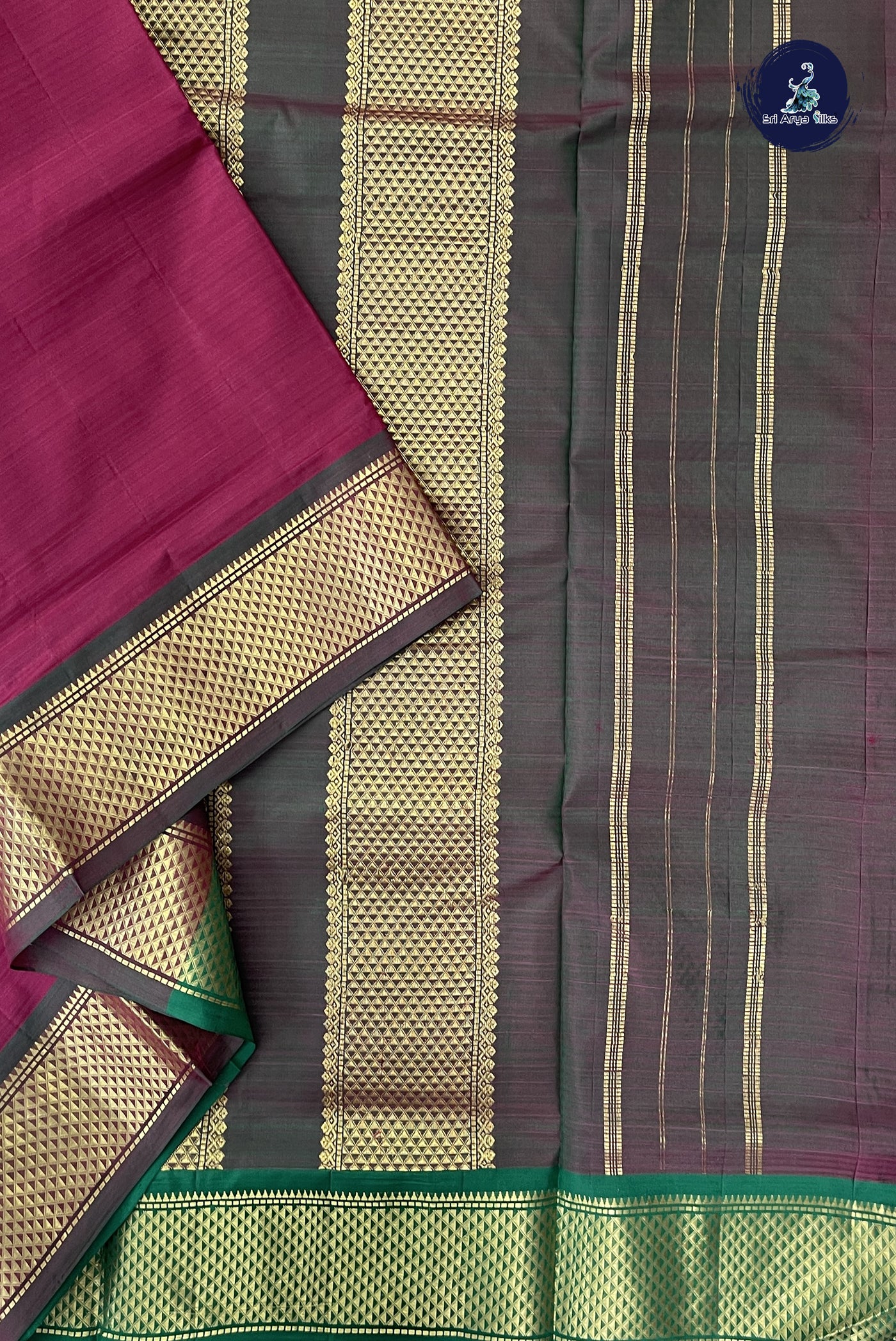 Maroon Madisar 10 Yards Silk Saree With Doria Lines Pattern