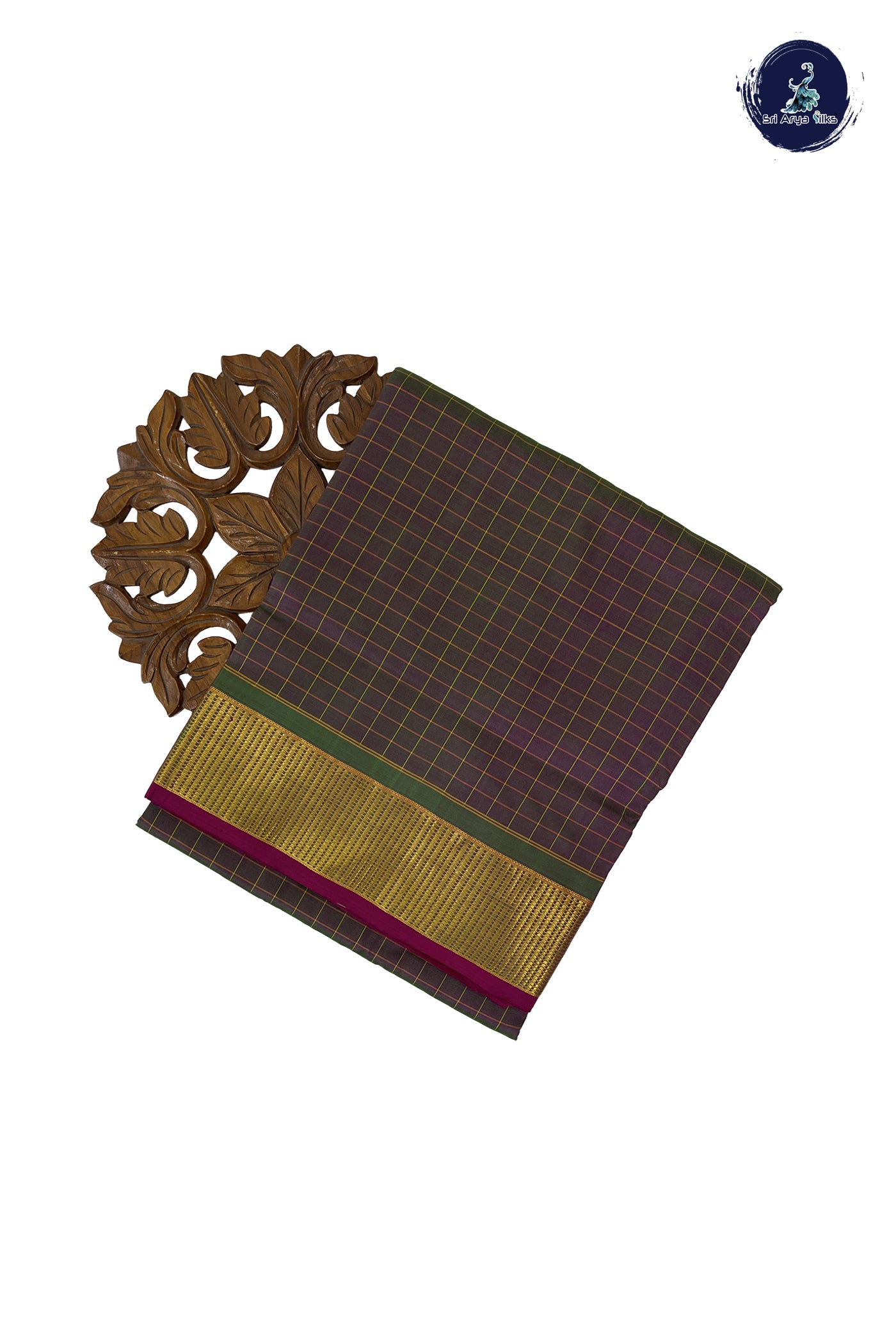 Dual Tone Purple Madisar 10 Yards Silk Saree With Checked Pattern