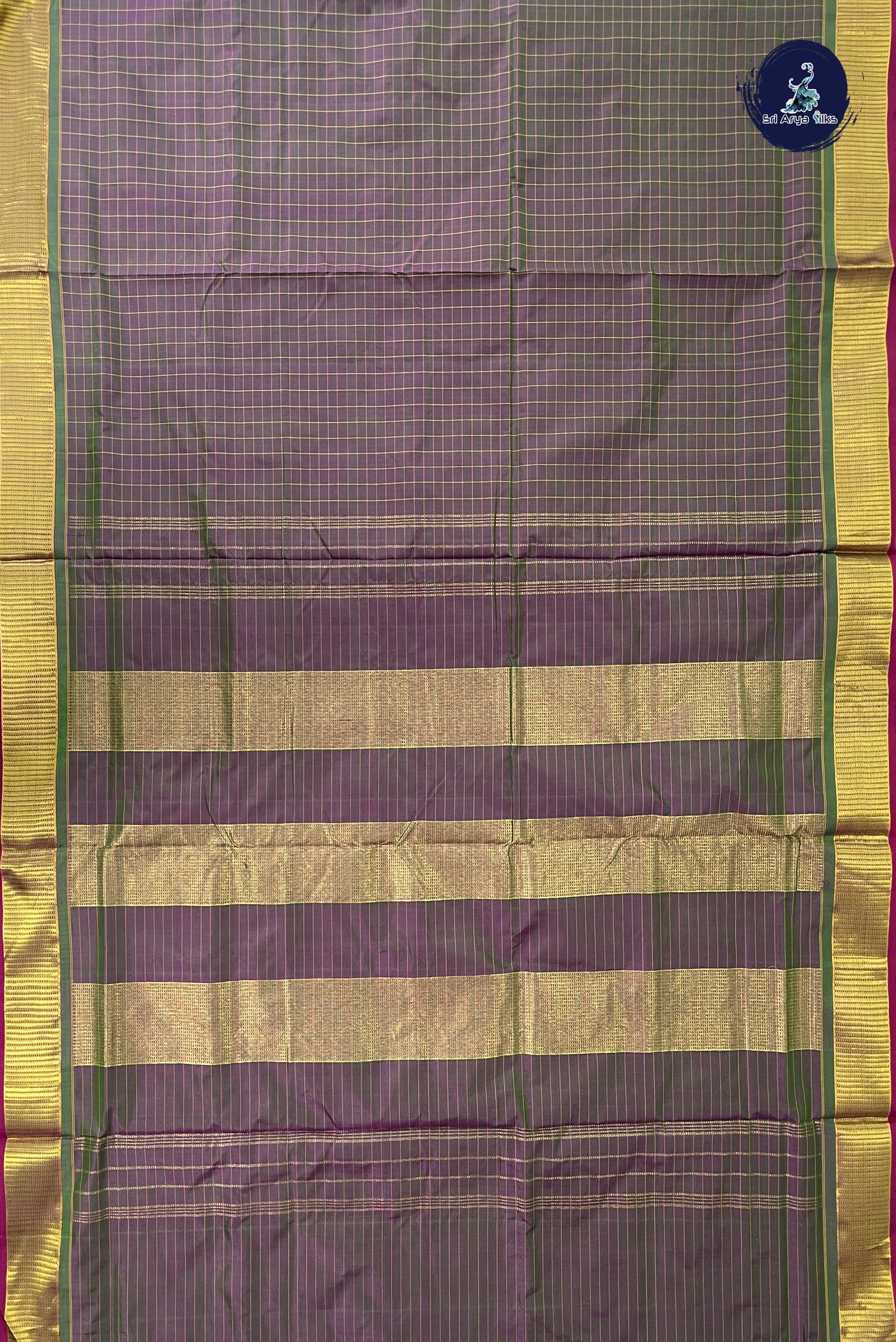 Dual Tone Purple Madisar 10 Yards Silk Saree With Checked Pattern