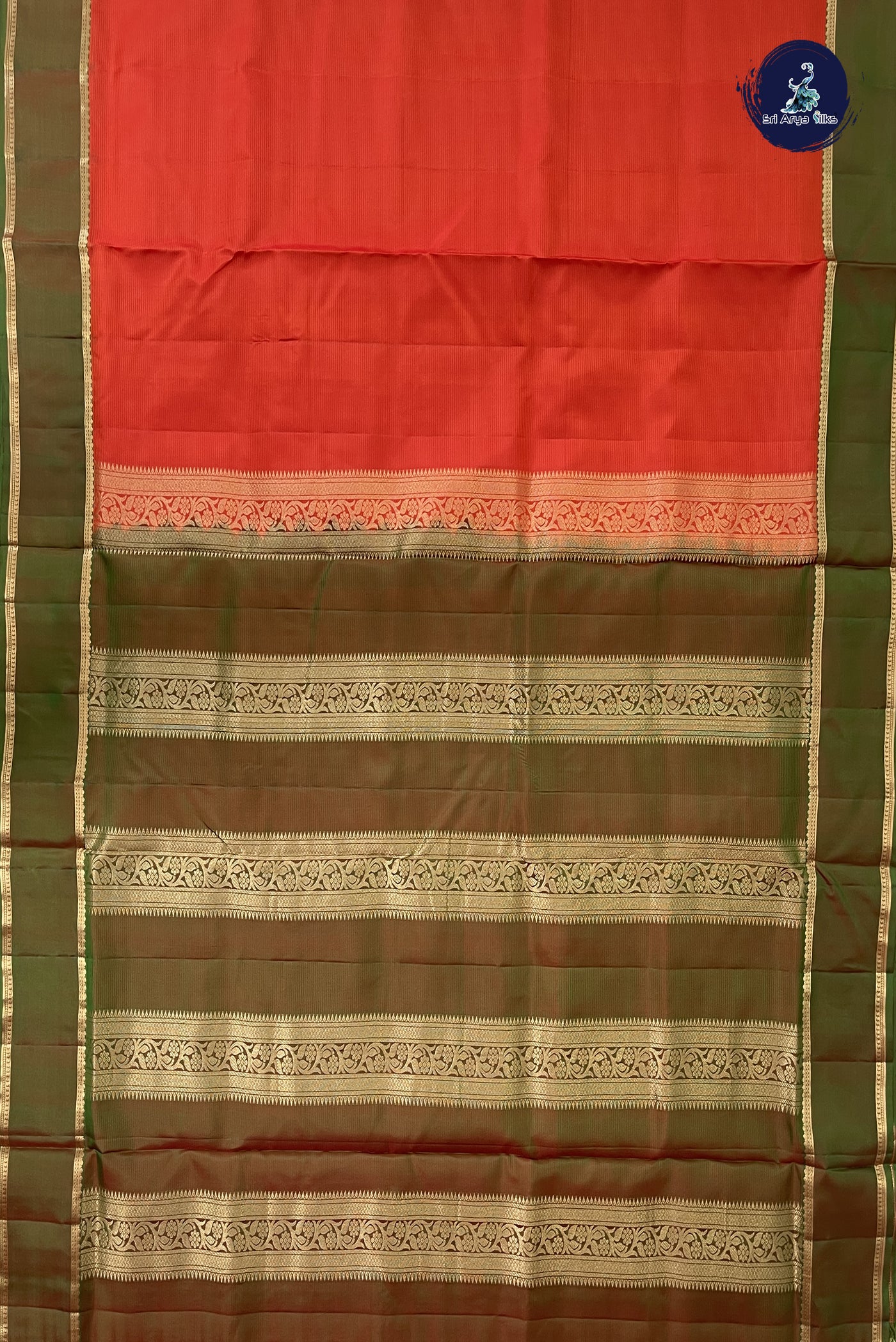 Orange Madisar 10 Yards Silk Saree With Plain Pattern