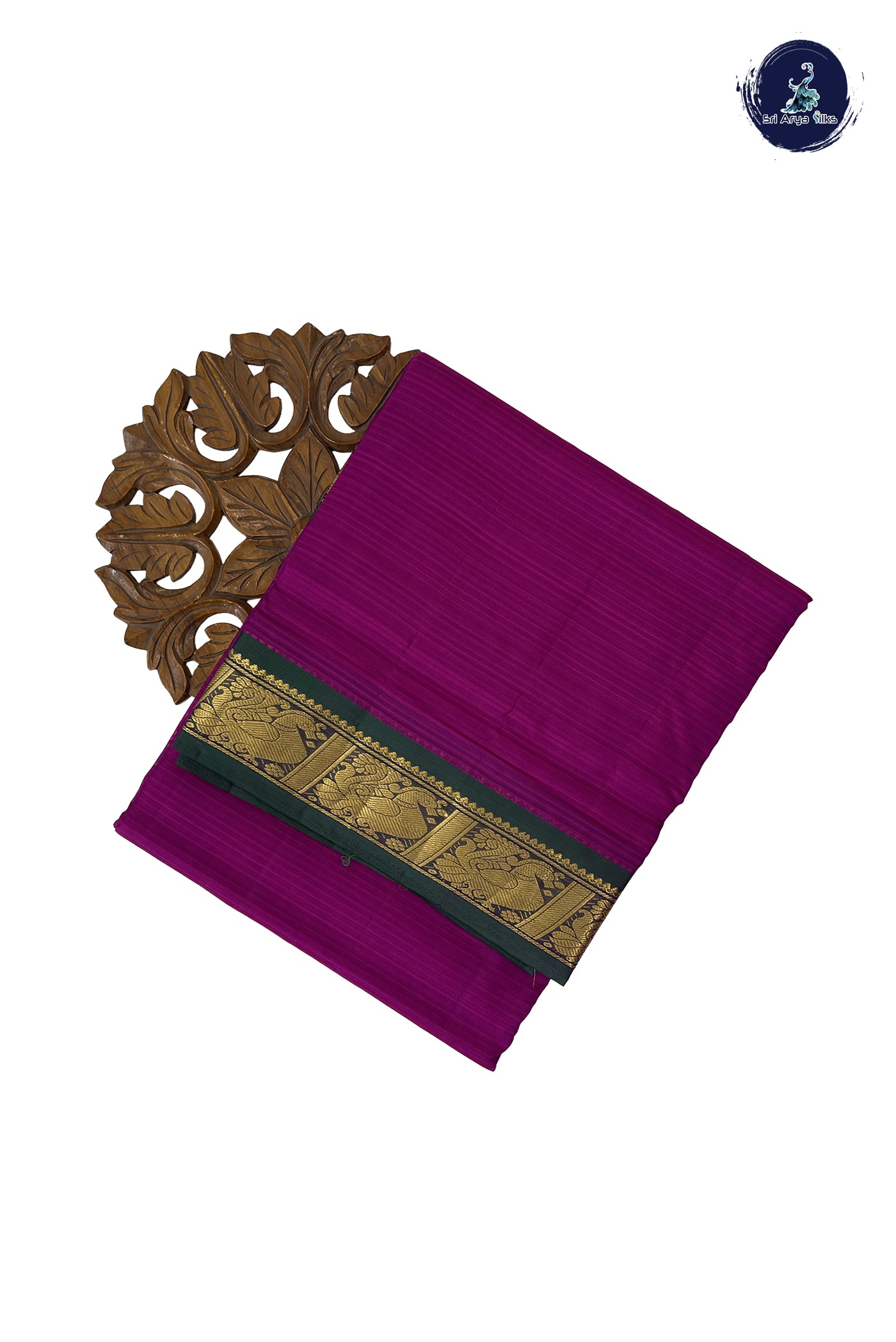Magenta Purple Madisar 10 Yards Silk Saree With Doria Lines Pattern