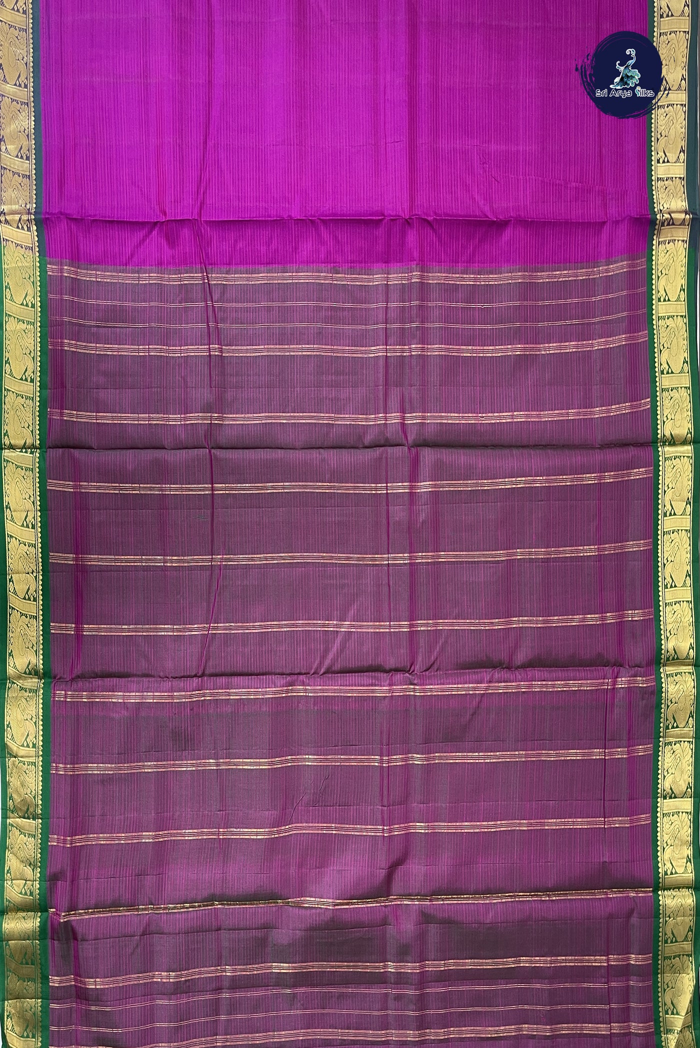 Magenta Purple Madisar 10 Yards Silk Saree With Doria Lines Pattern