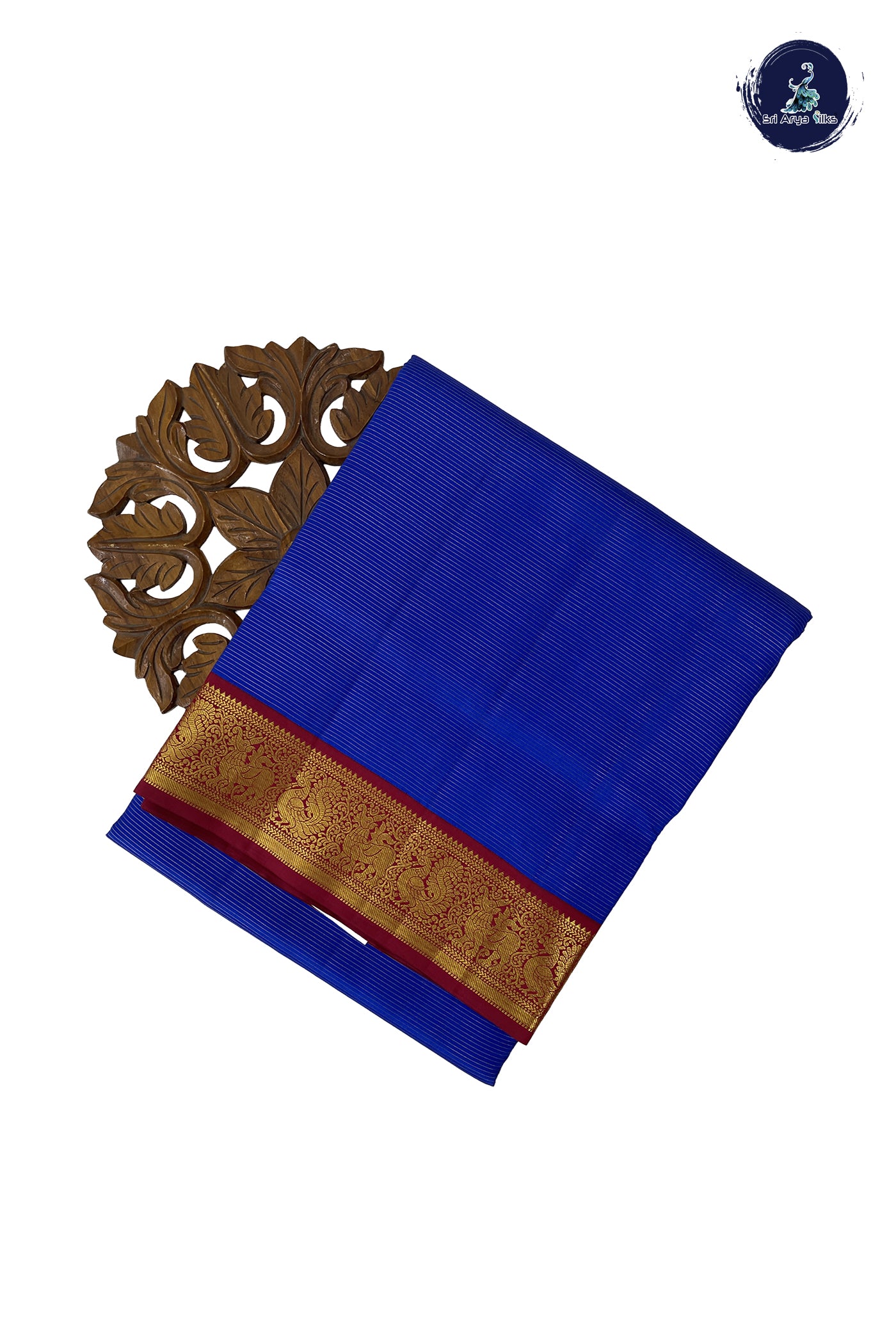 MS Blue Madisar 10 Yards Silk Saree With Vaira Oosi Pattern