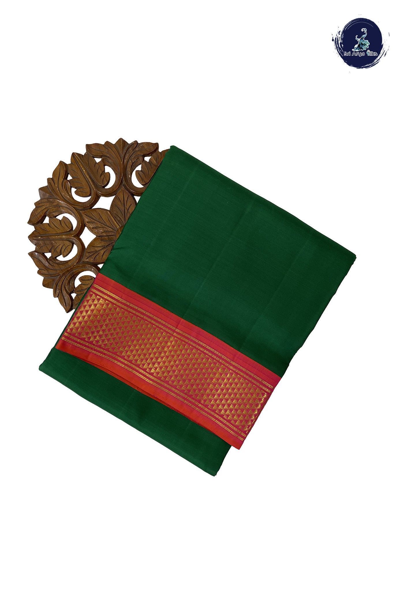 Green Madisar 10 Yards Silk Saree With Plain Pattern