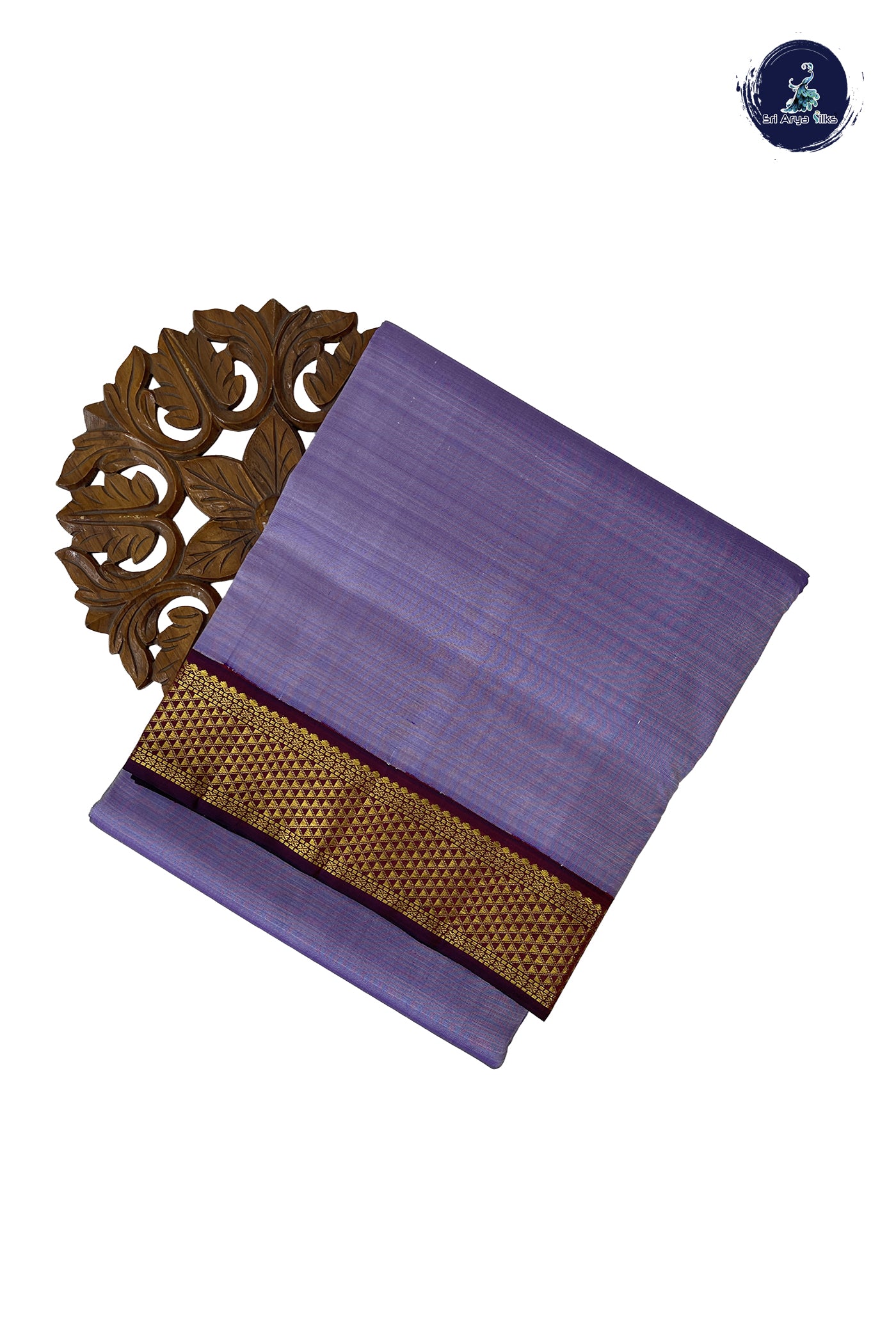 Lavender Madisar 10 Yards Silk Saree With Plain Pattern