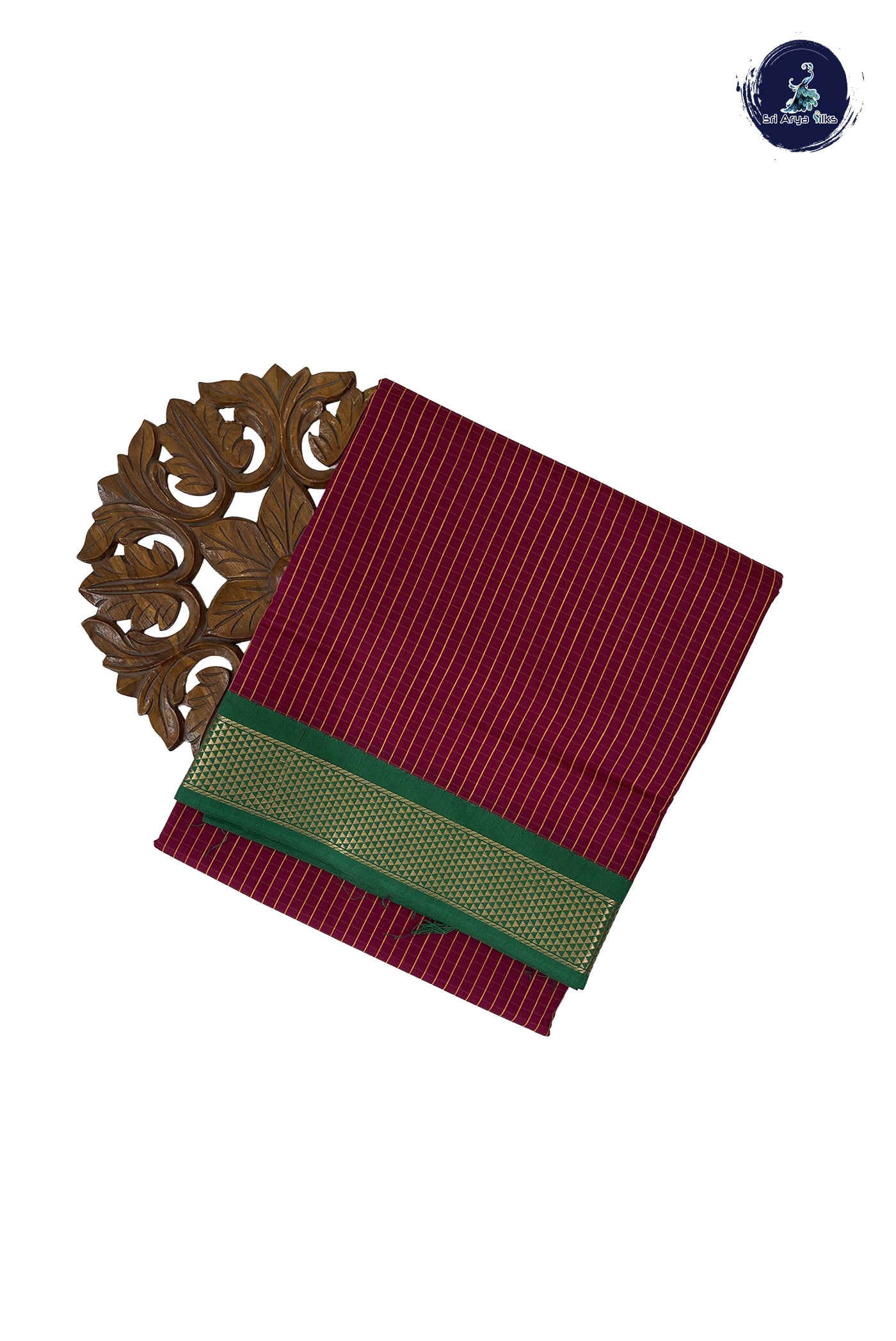 Pinkish Maroon Madisar Semi Silk Cotton Saree With Checked Pattern