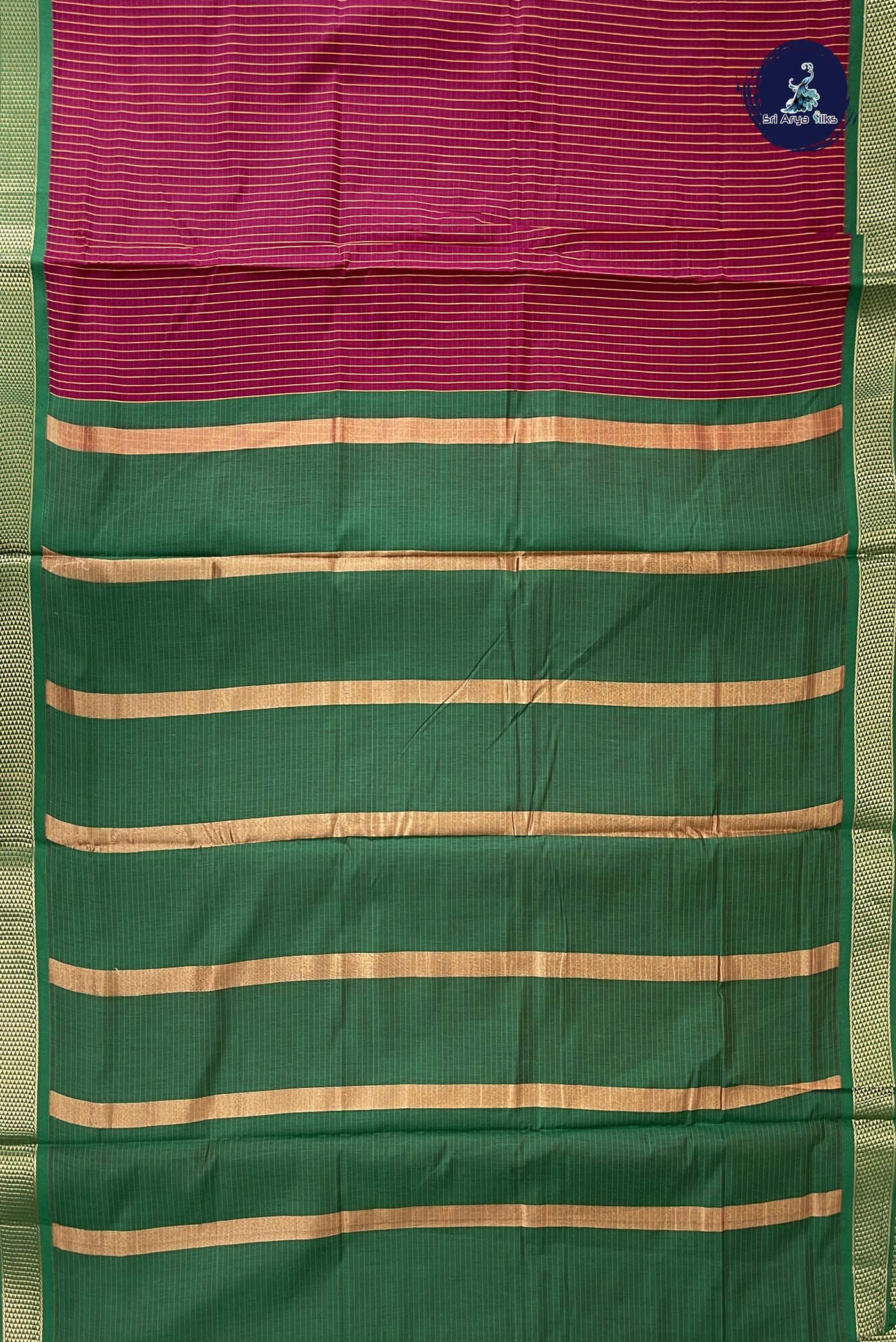 Pinkish Maroon Madisar Semi Silk Cotton Saree With Checked Pattern