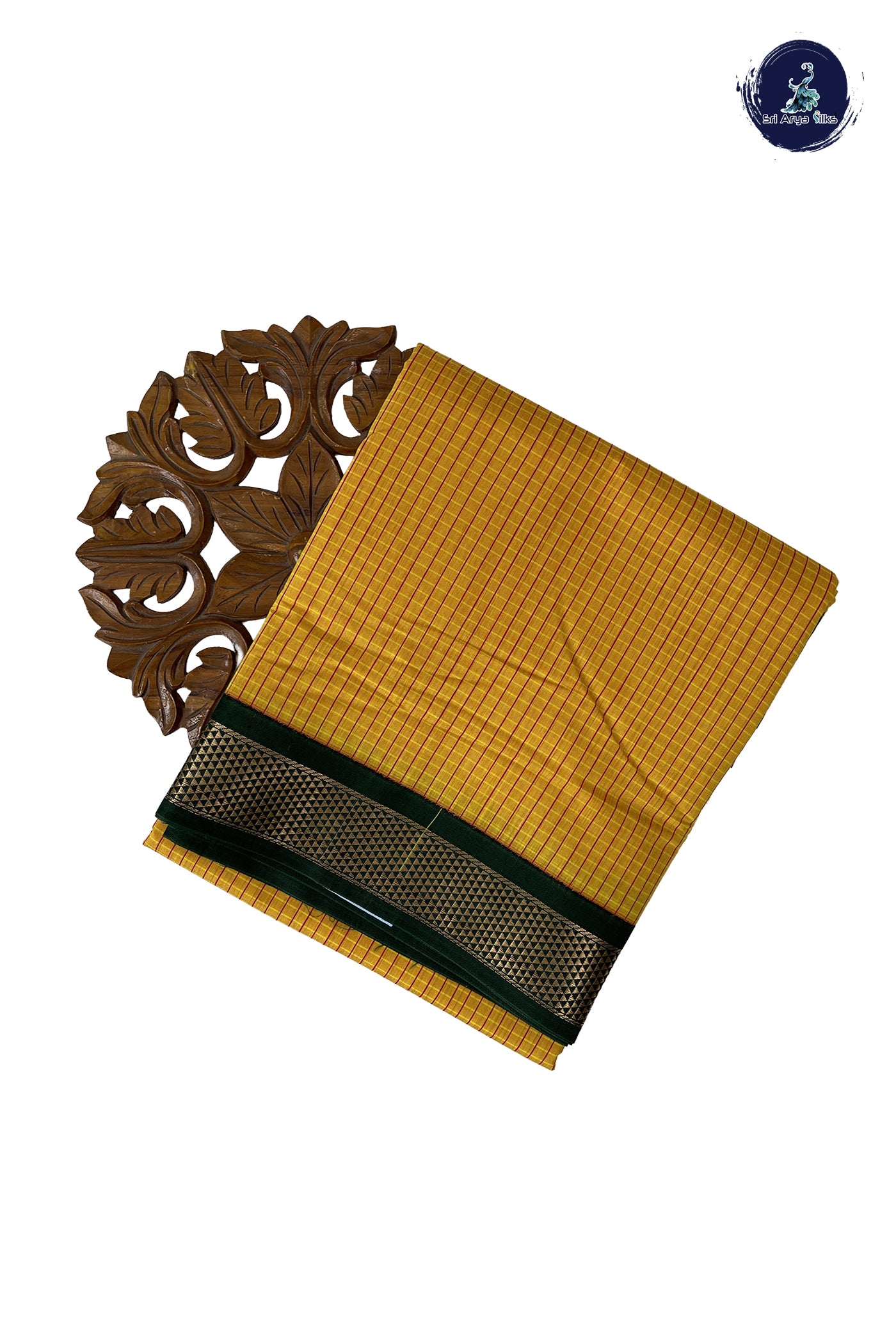 Yellow Madisar Semi Silk Cotton Saree With Checked Pattern