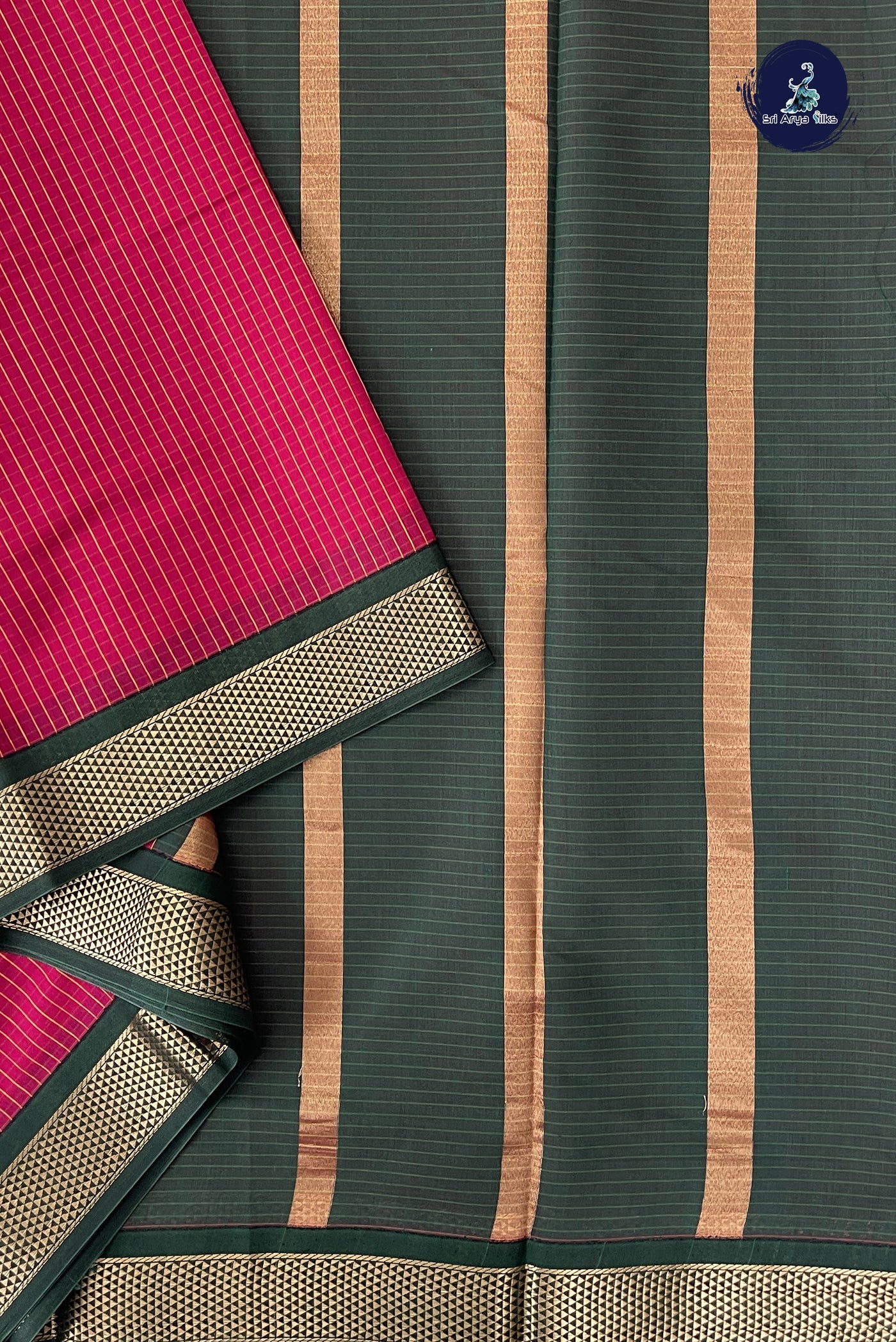 Dark Pink Madisar Semi Silk Cotton Saree With Checked Pattern