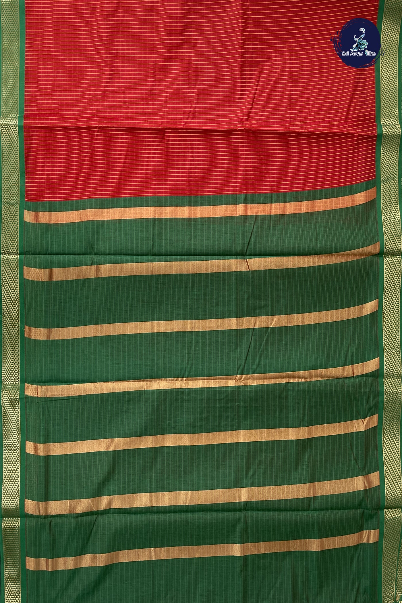 Red Madisar Semi Silk Cotton Saree With Checked Pattern