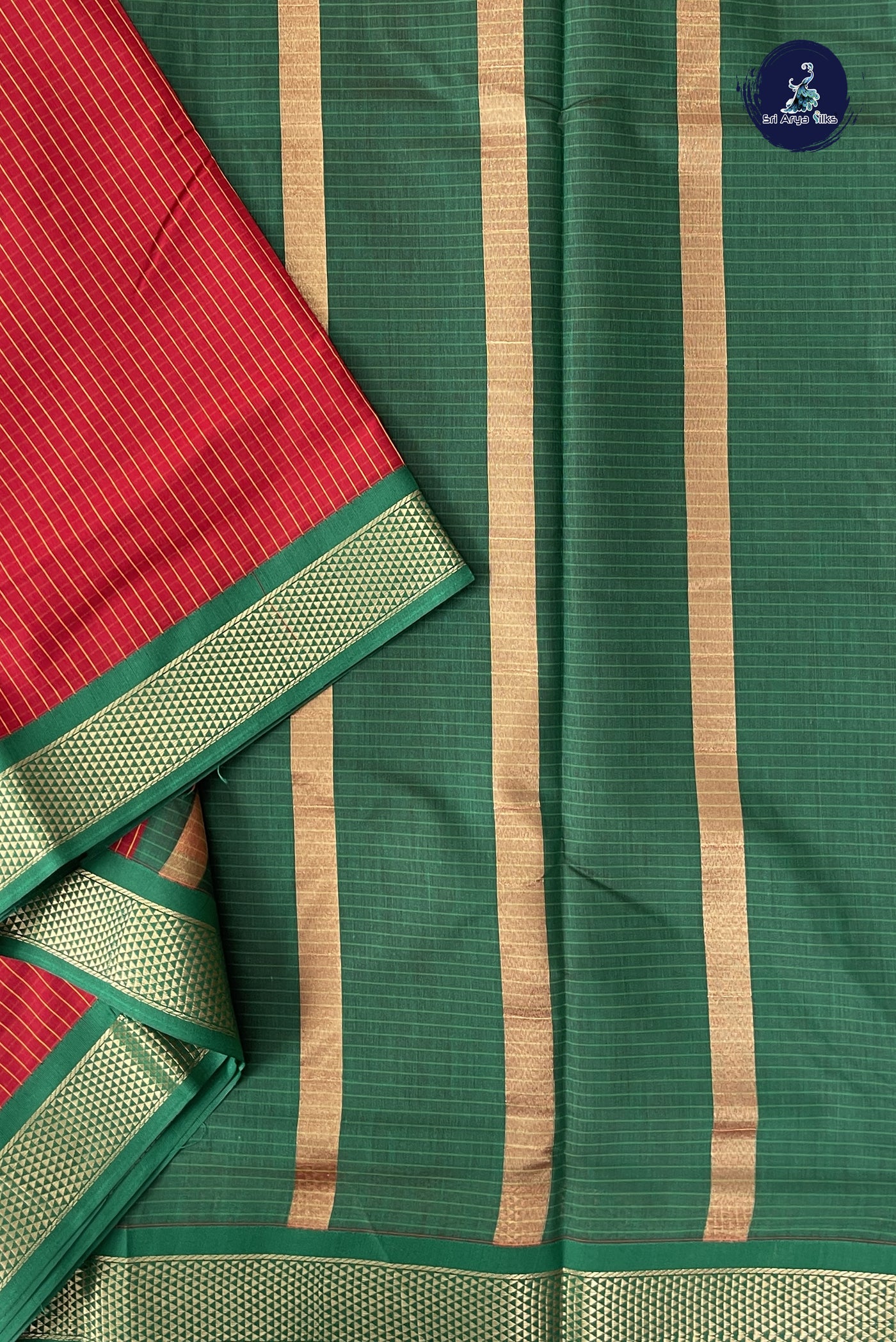 Red Madisar Semi Silk Cotton Saree With Checked Pattern