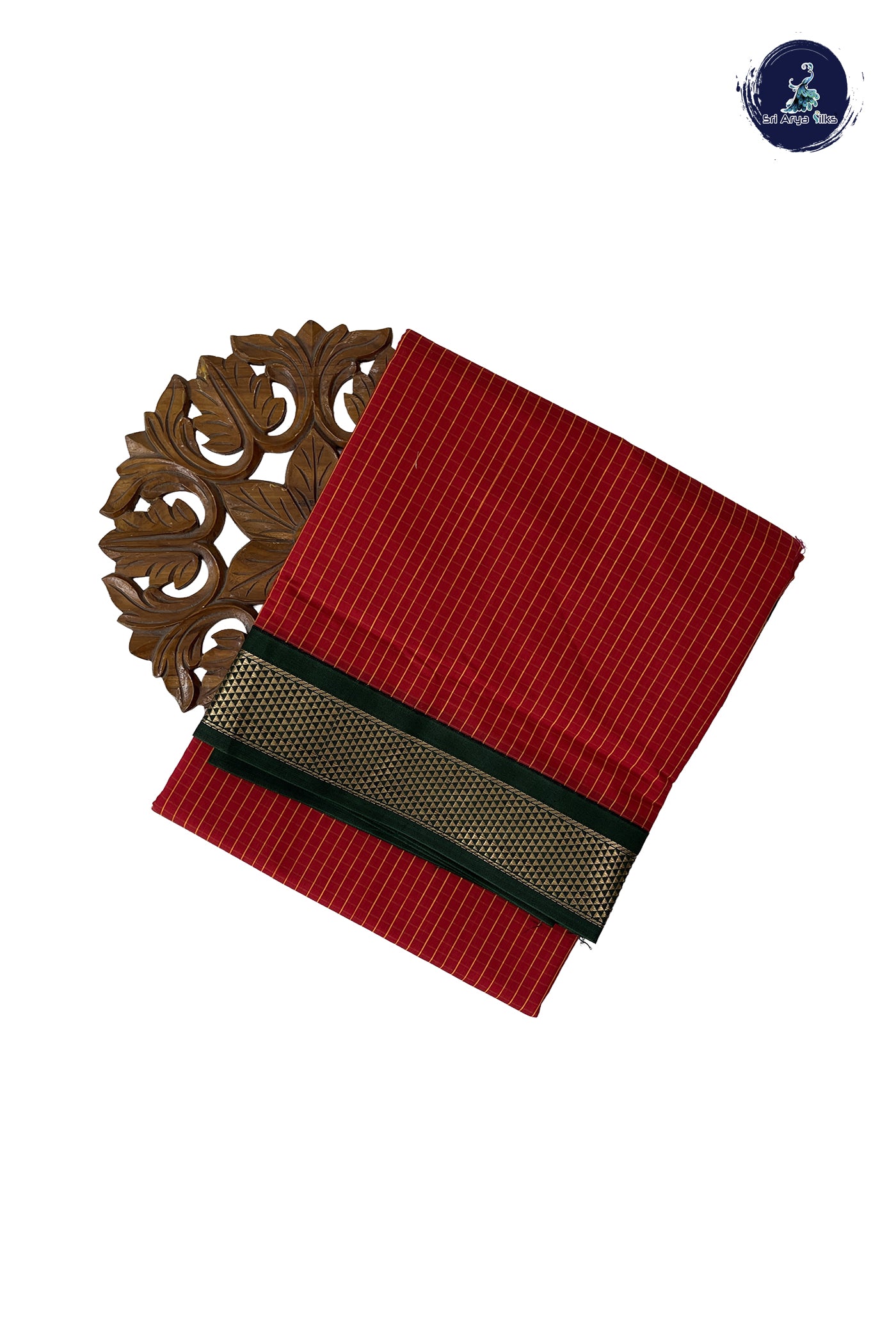 Red Madisar Semi Silk Cotton Saree With Checked Pattern