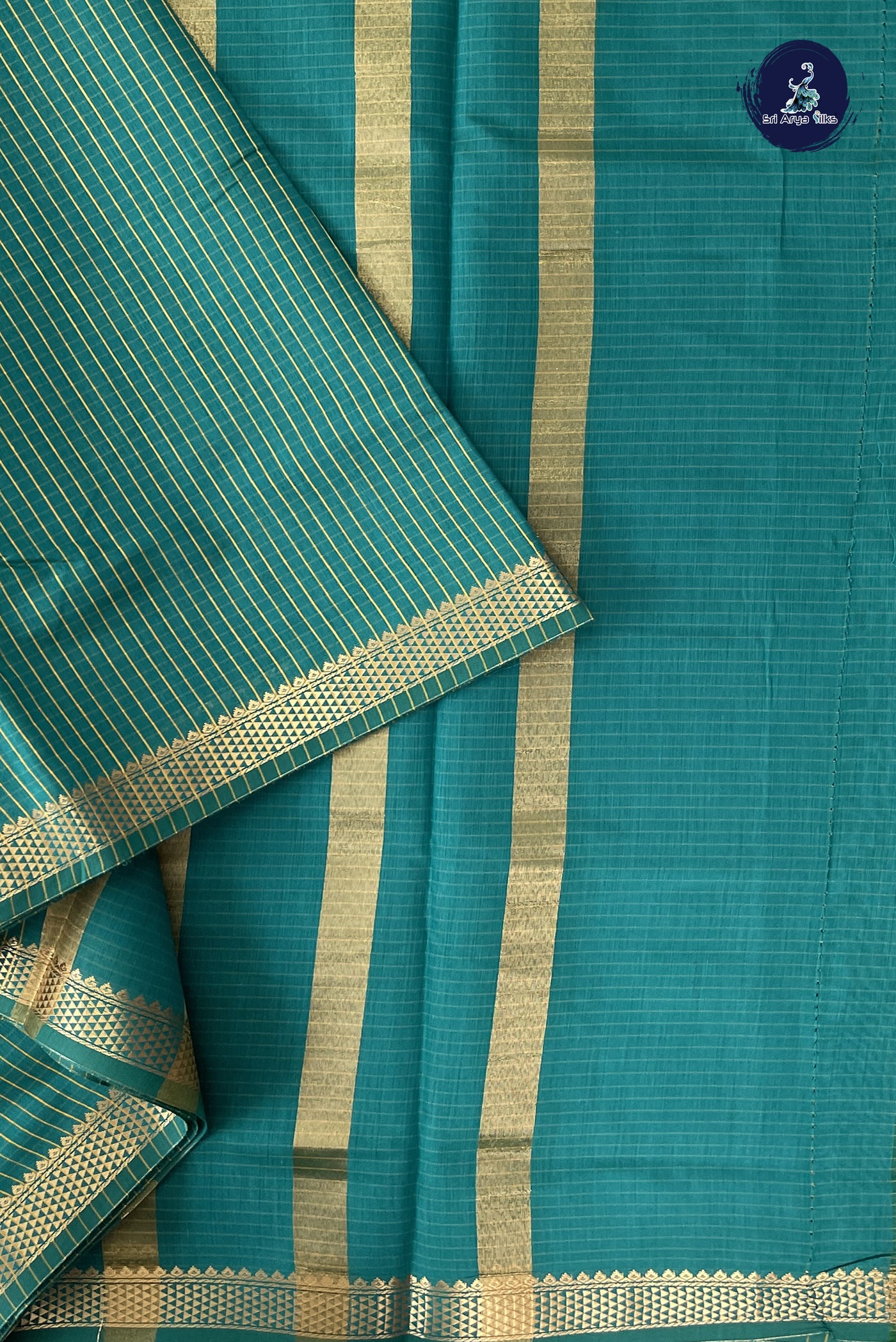 Green Madisar Semi Silk Cotton Saree With Checked Pattern