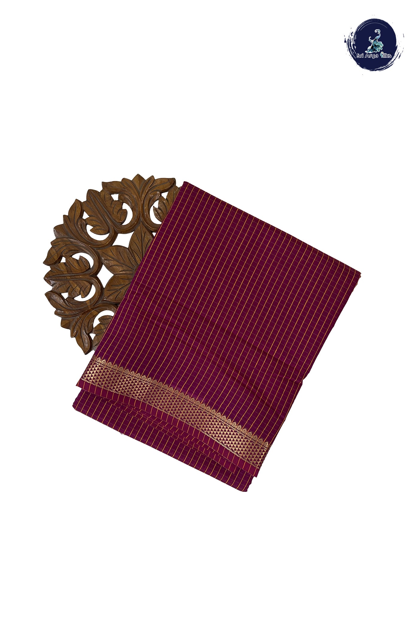 Burgundy Madisar Semi Silk Cotton Saree With Checked Pattern