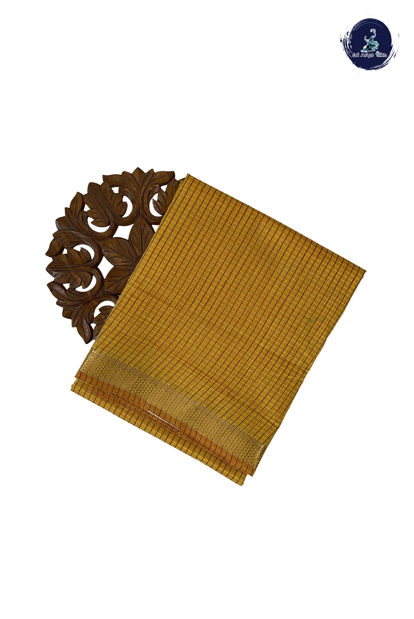Lemon Yellow Madisar Semi Silk Cotton Saree With Checked Pattern