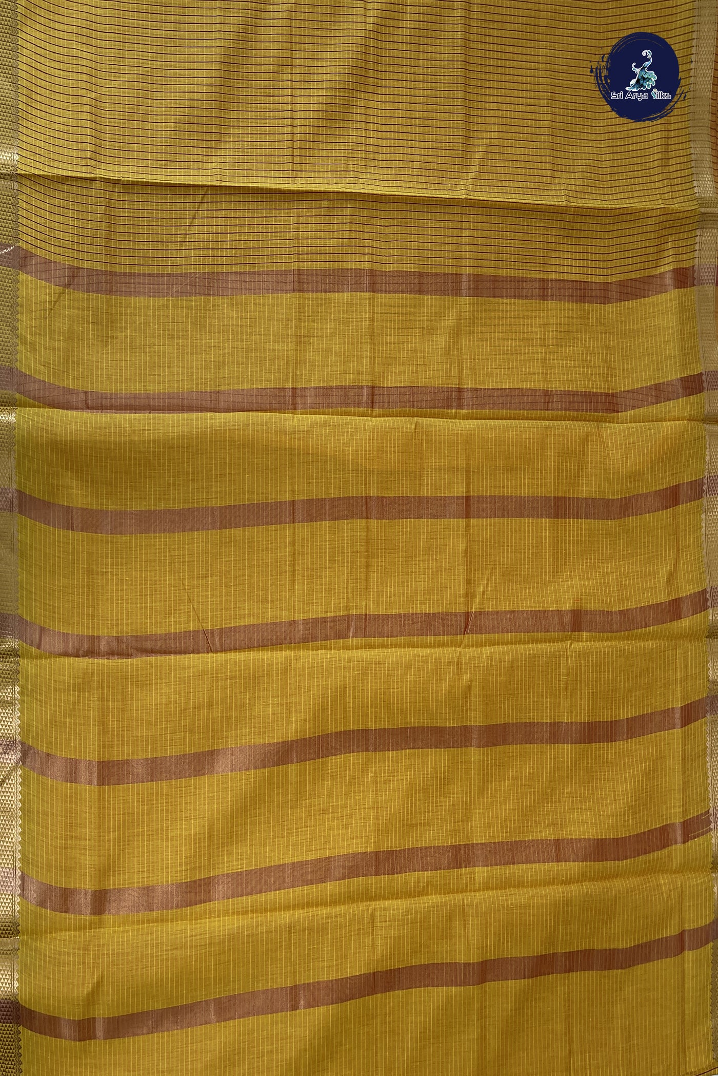 Lemon Yellow Madisar Semi Silk Cotton Saree With Checked Pattern