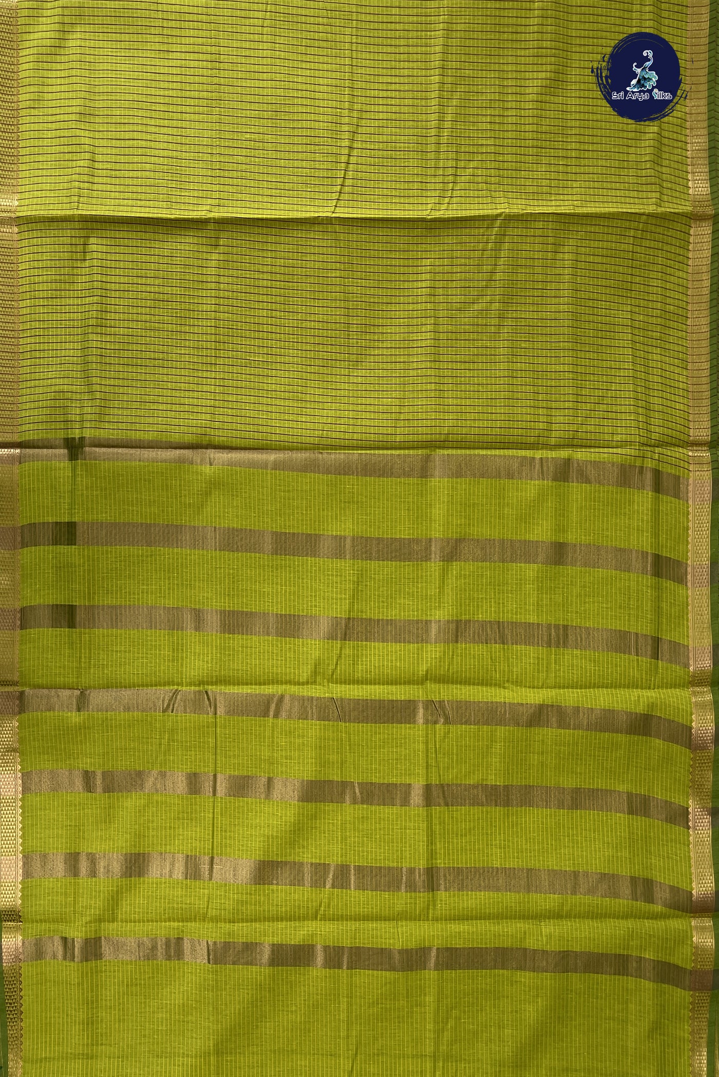 Lime Green Madisar Semi Silk Cotton Saree With Checked Pattern