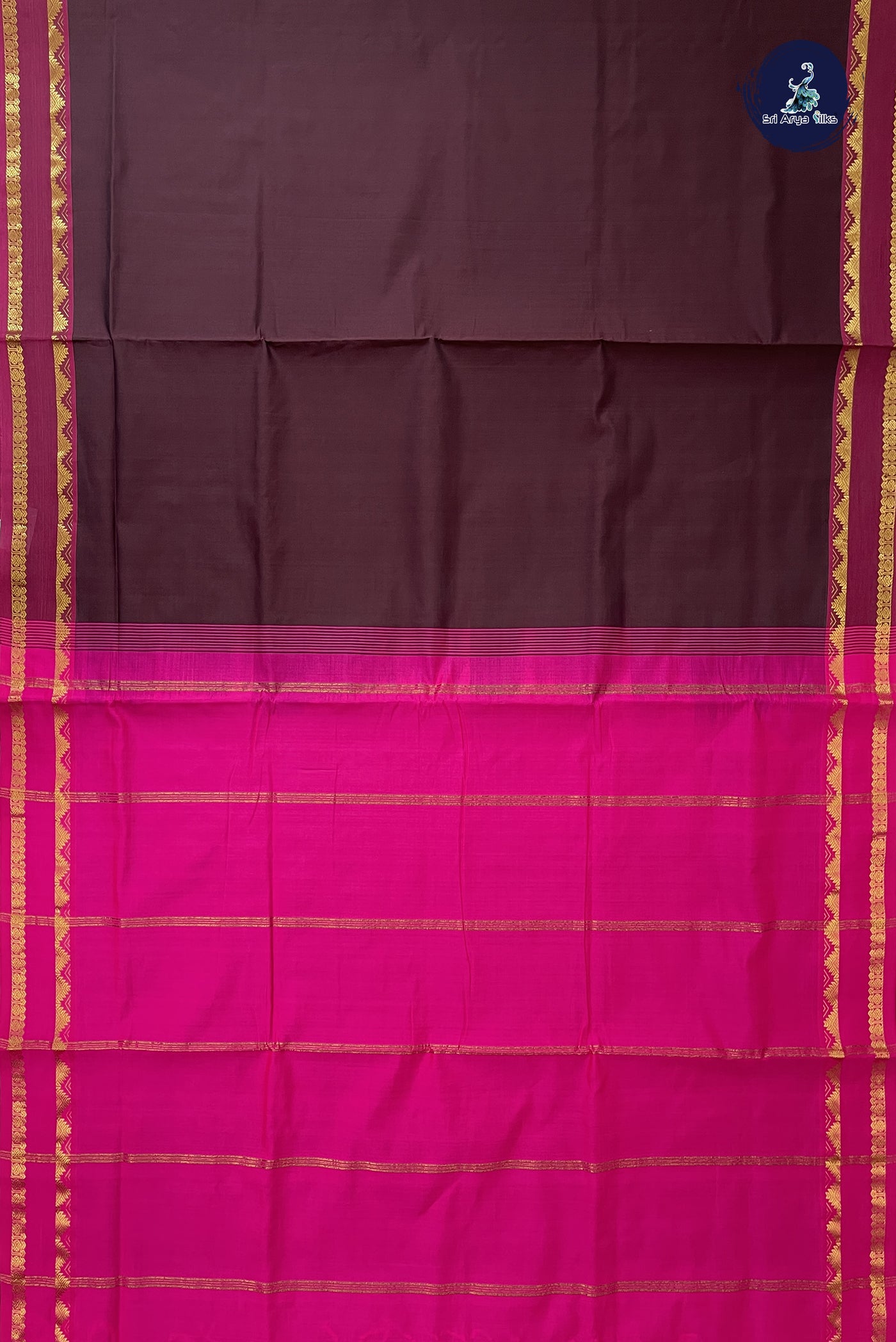Coffee Brown Madisar Semi Silk Cotton Saree With Plain Pattern