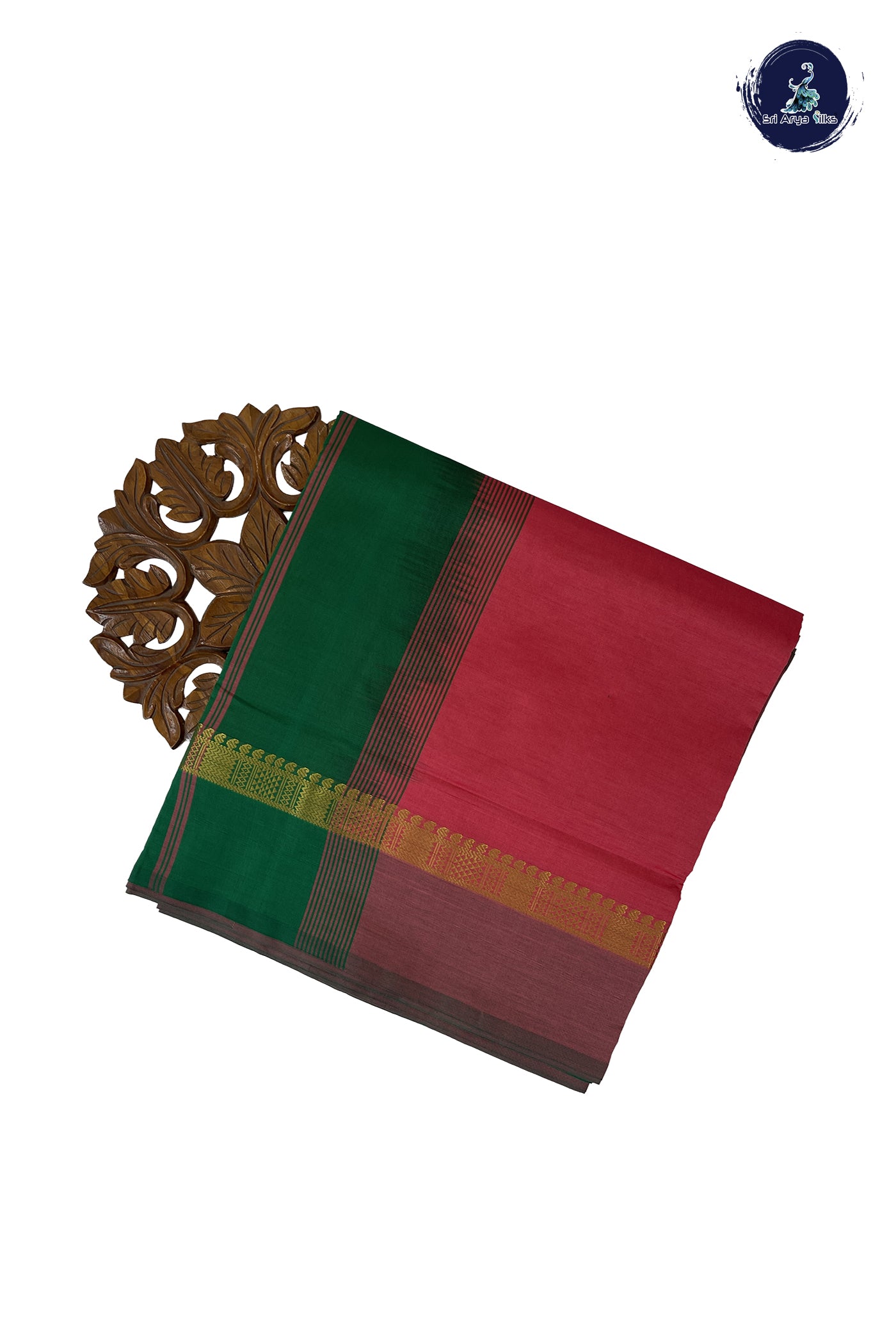 Caramel Pink Madisar Semi Silk Cotton Saree With Plain Pattern