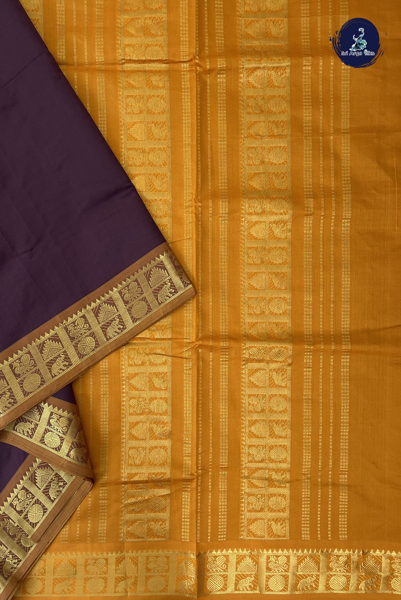 Coffee Brown Madisar Semi Silk Cotton Saree With Plain Pattern