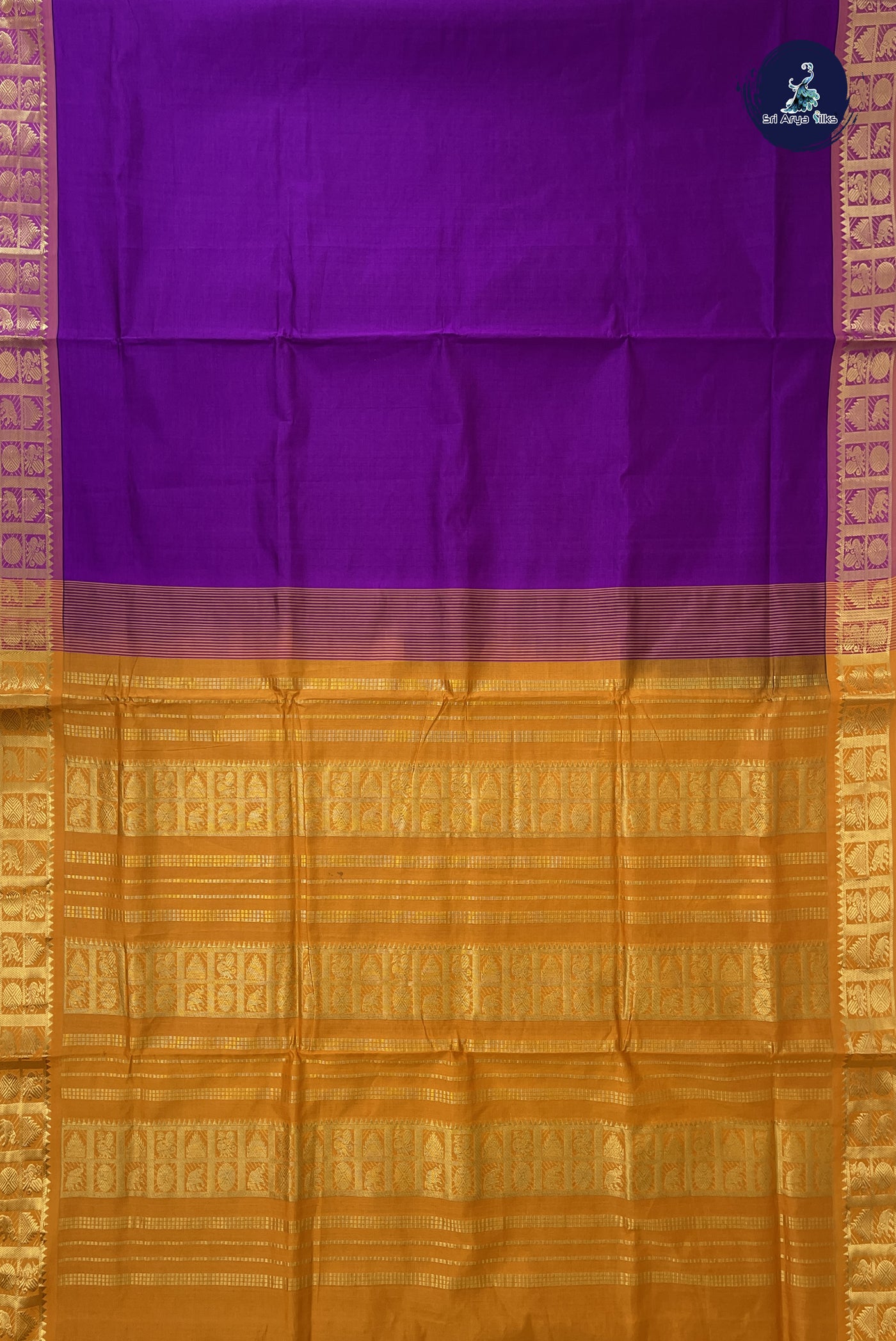 Purple Madisar Semi Silk Cotton Saree With Plain Pattern