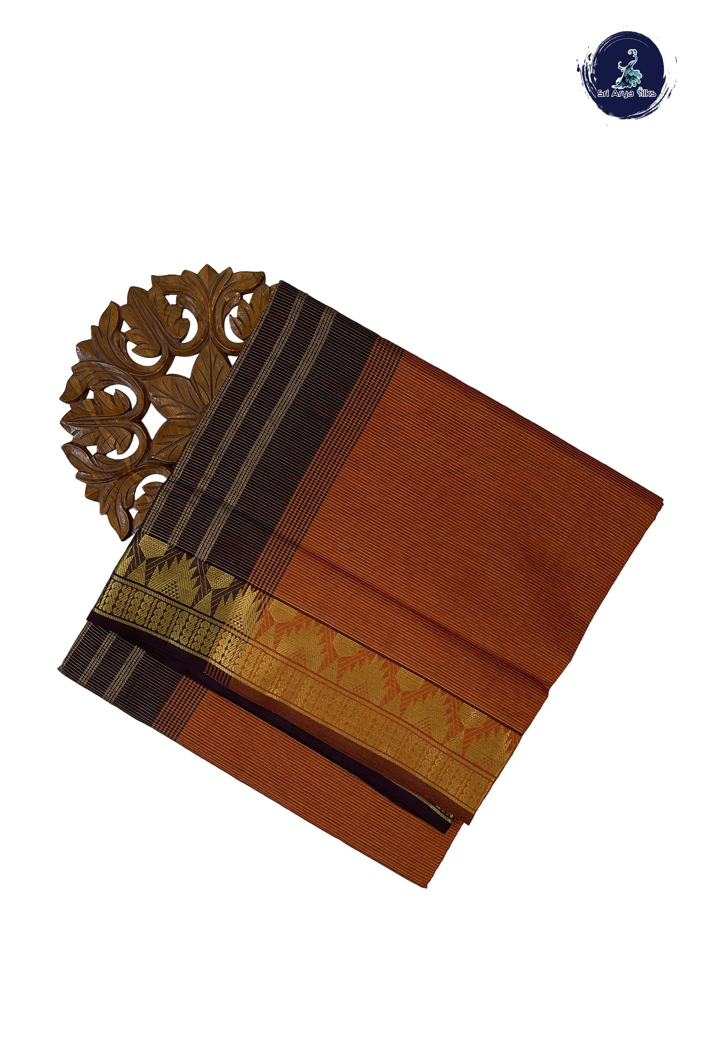 Rust Madisar Semi Silk Cotton Saree With Vaira Oosi Pattern