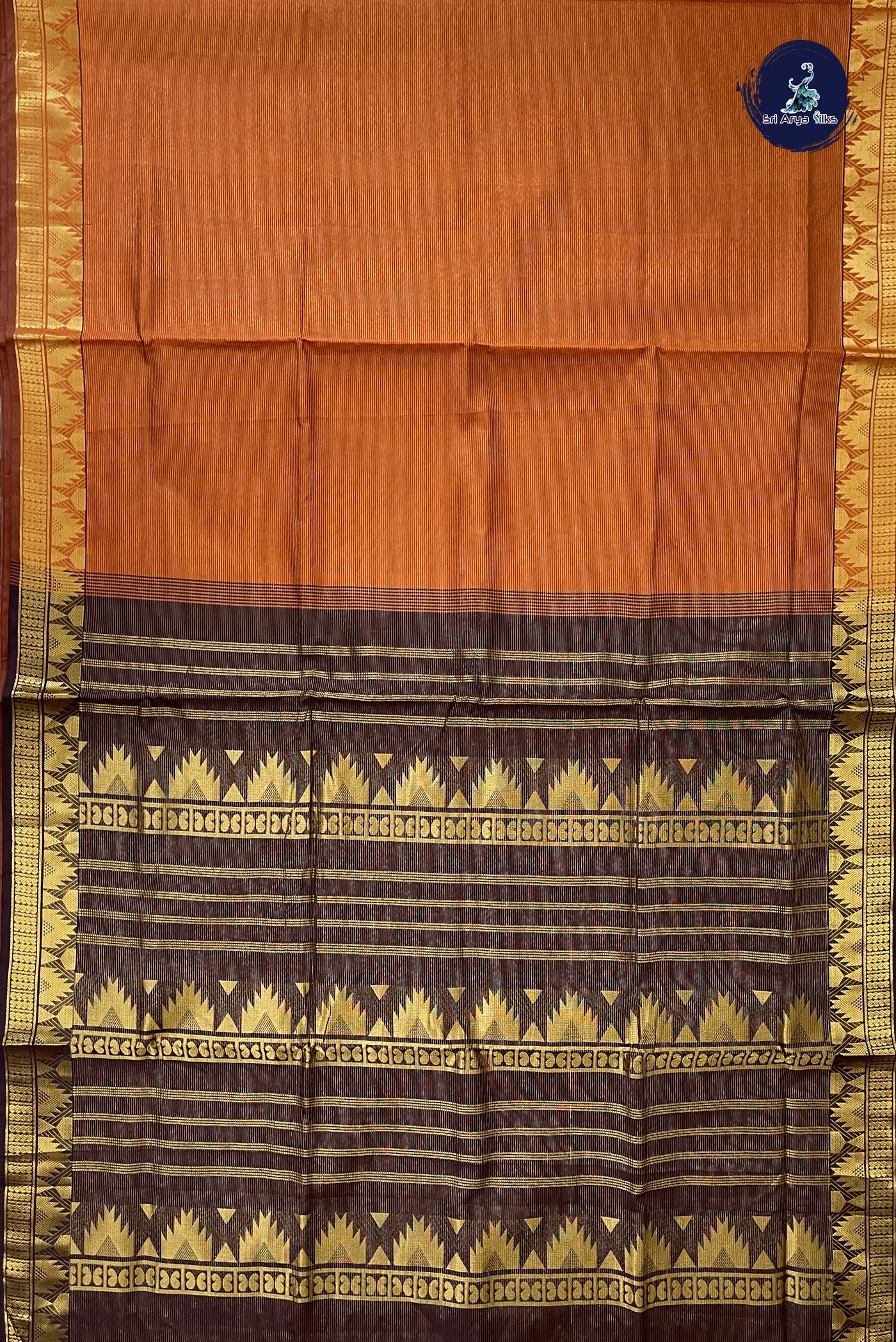 Rust Madisar Semi Silk Cotton Saree With Vaira Oosi Pattern
