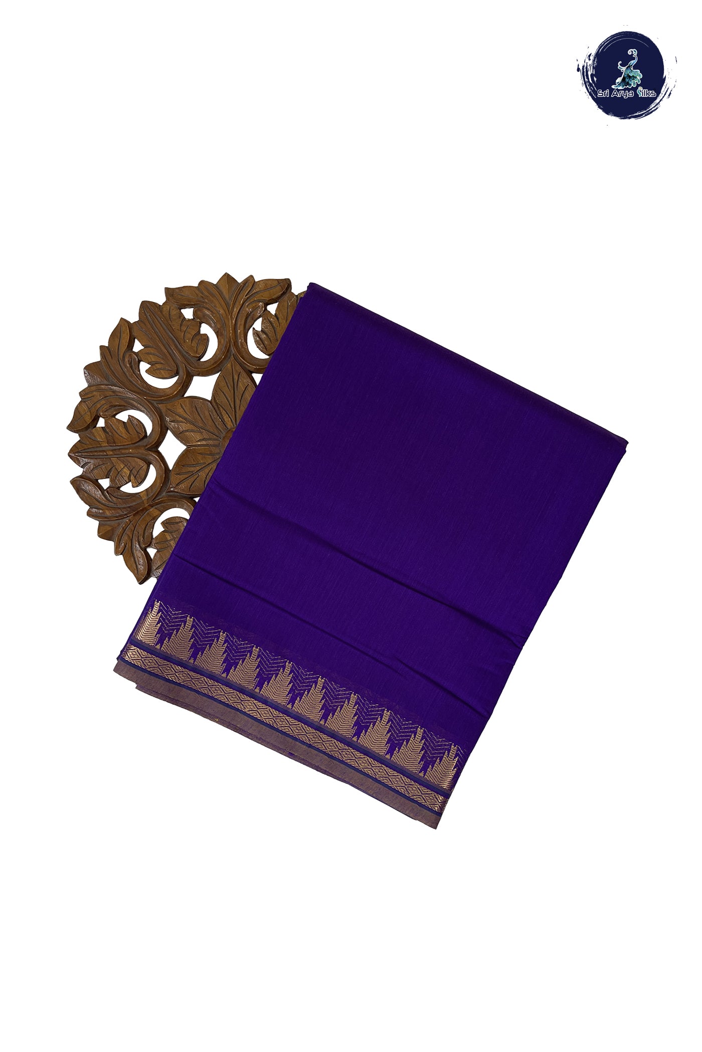 Violet Madisar Semi Silk Cotton Saree With Plain Pattern