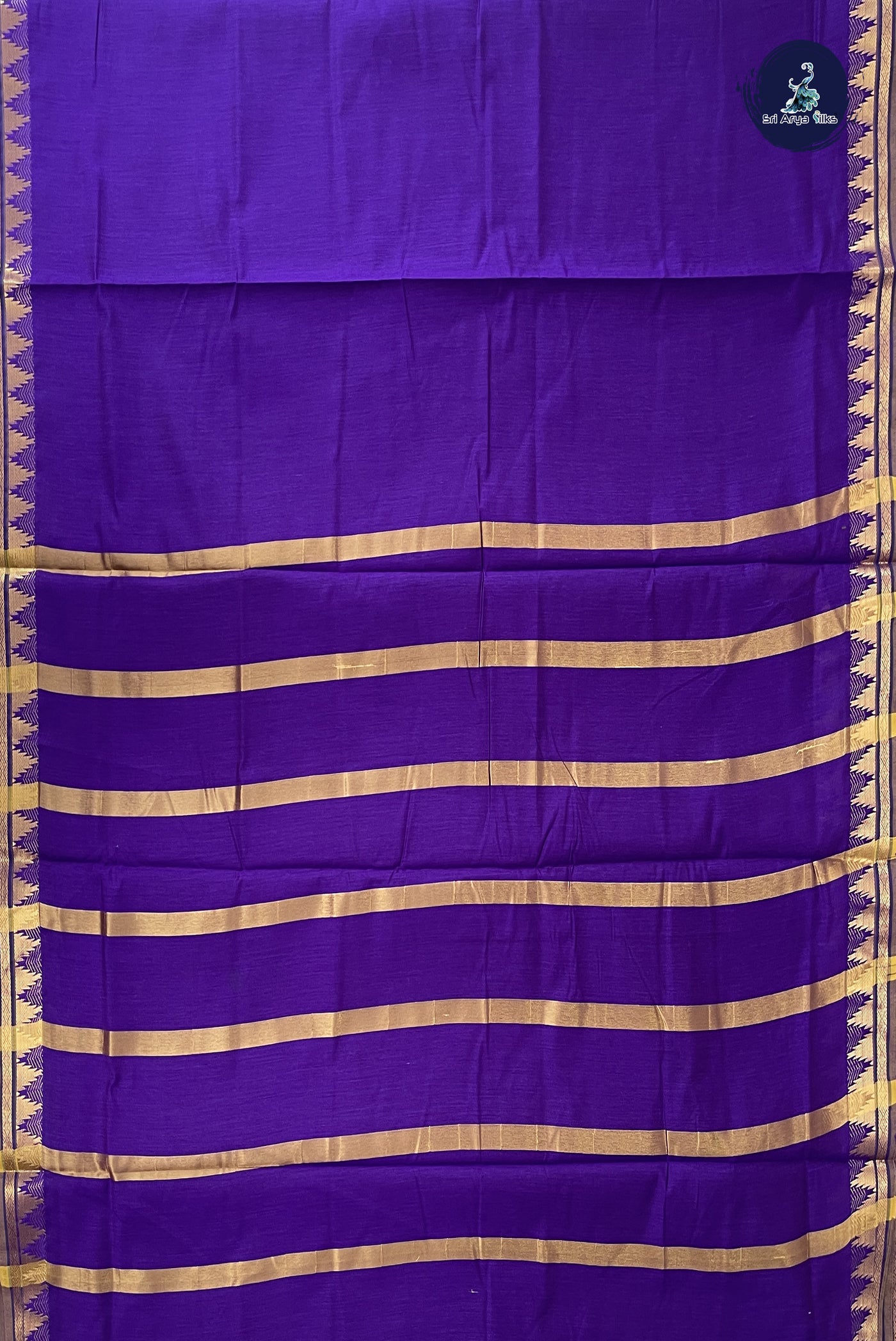 Violet Madisar Semi Silk Cotton Saree With Plain Pattern
