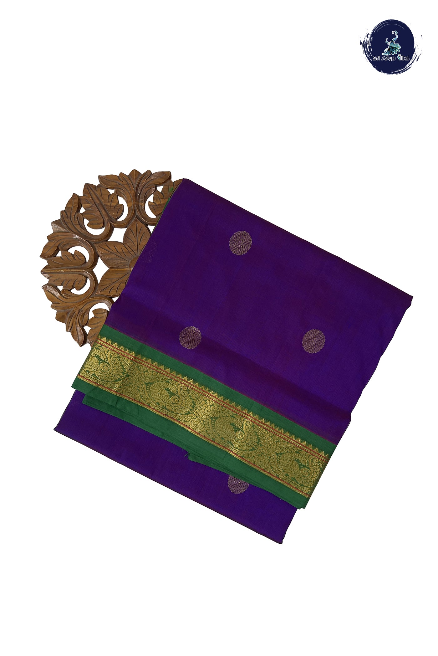 Dual Tone Purple 10 Yards Silk Cotton Saree With Zari Buttas Pattern