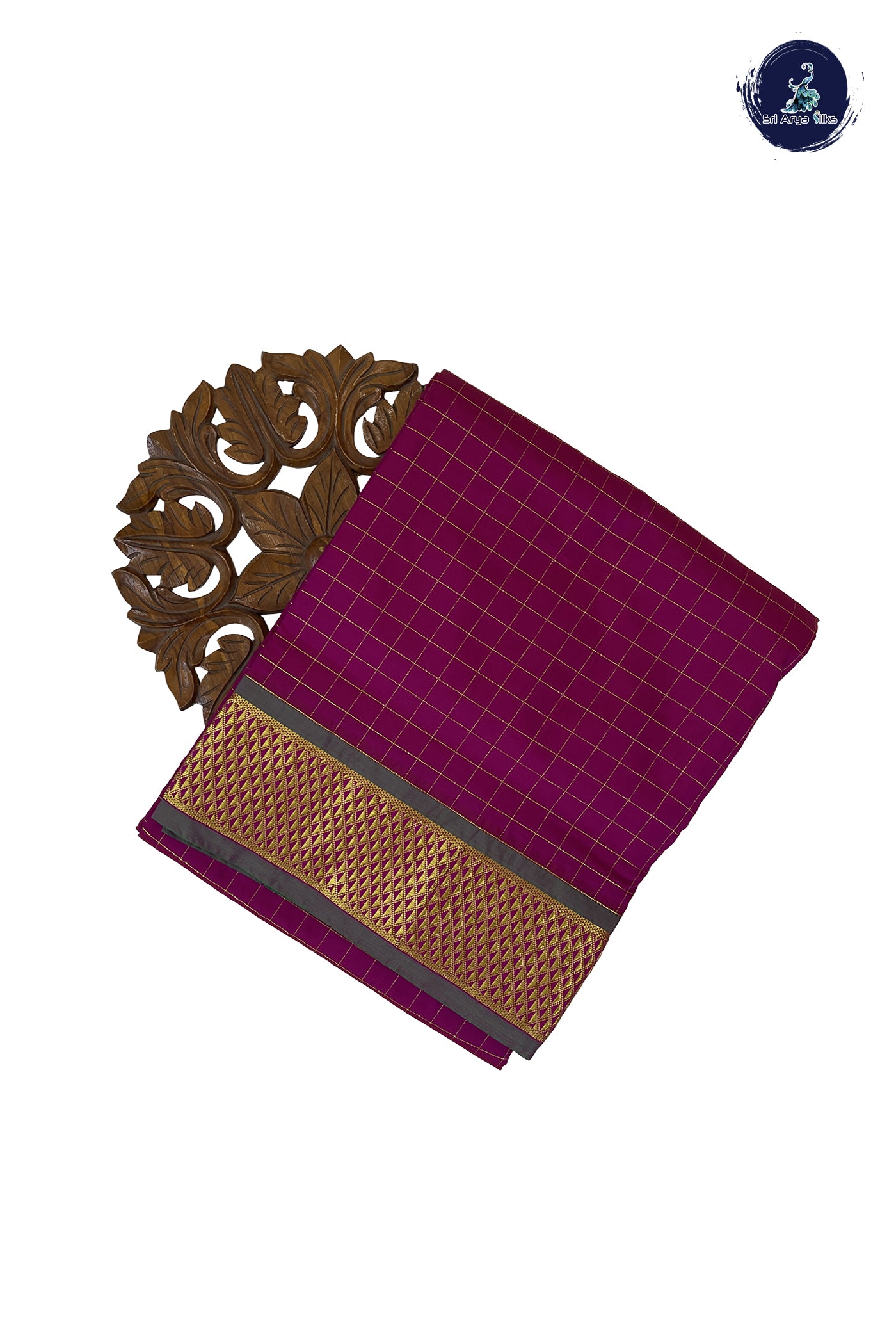 Magenta Pink 10 Yards Semi Silk With Checked Pattern