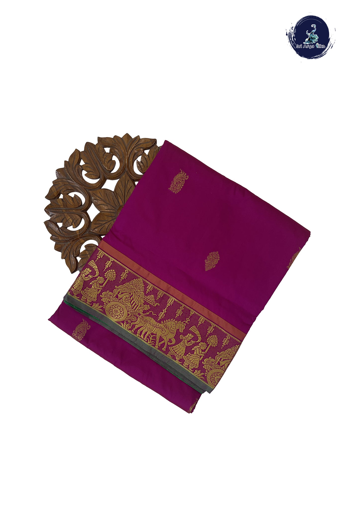 Magenta Pink 10 Yards Semi Silk With Zari Buttas Pattern