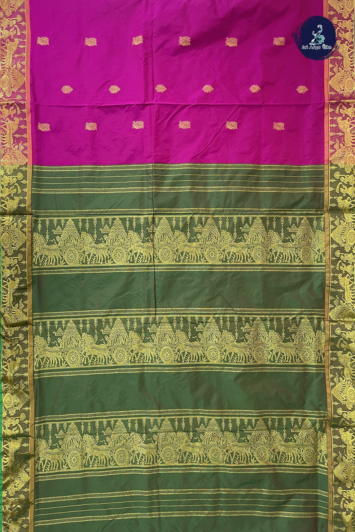 Magenta Pink 10 Yards Semi Silk With Zari Buttas Pattern