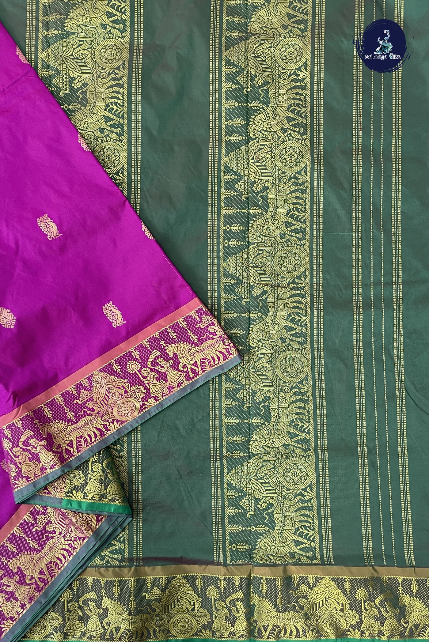Magenta Pink 10 Yards Semi Silk With Zari Buttas Pattern