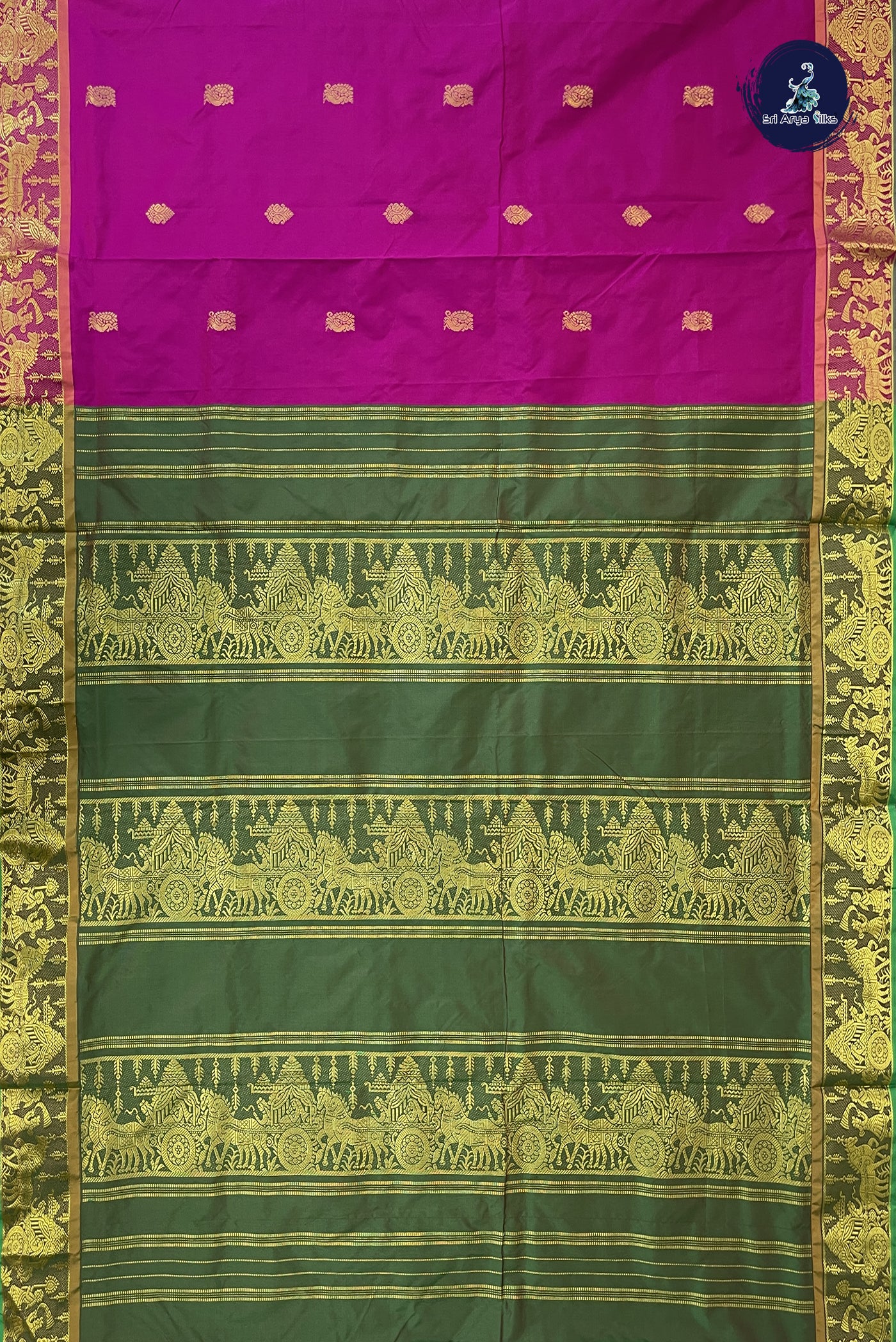 Magenta Pink 10 Yards Semi Silk With Zari Buttas Pattern