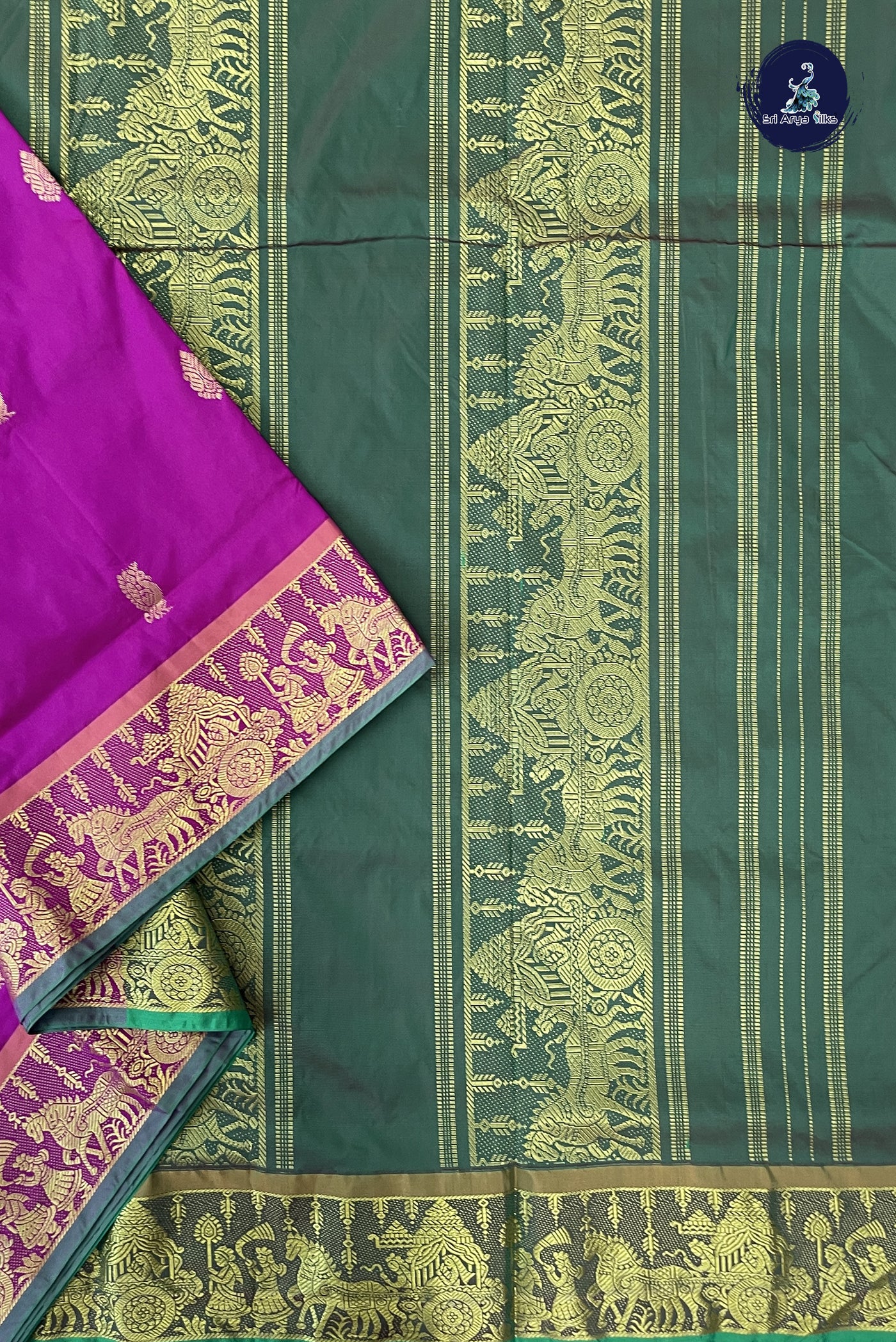 Magenta Pink 10 Yards Semi Silk With Zari Buttas Pattern