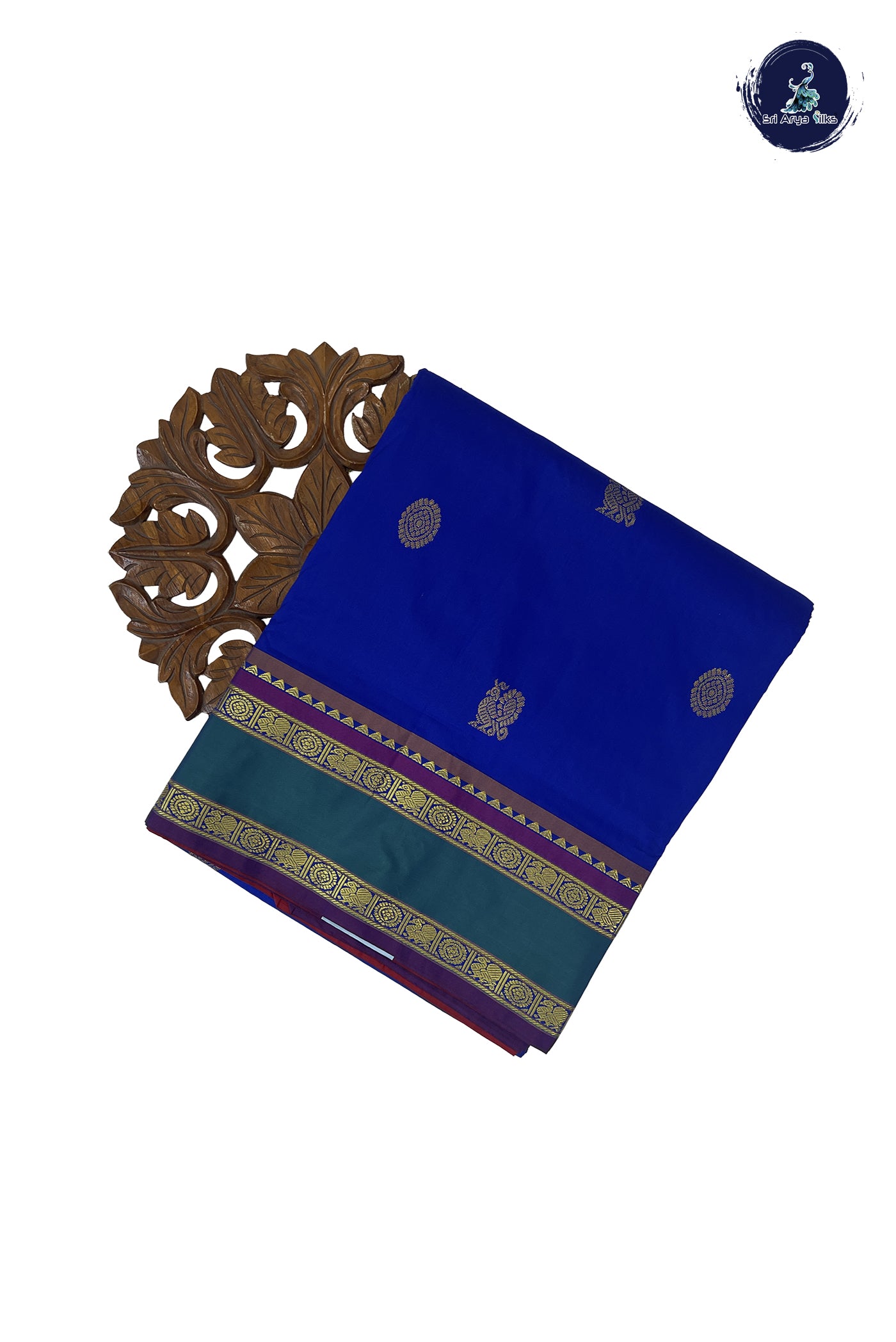 Ink Blue 10 Yards Semi Silk With Zari Buttas Pattern