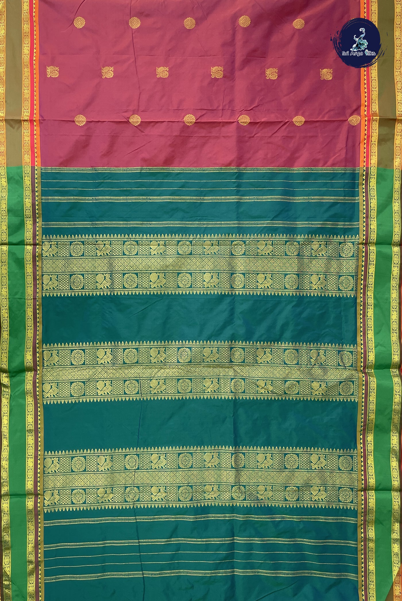 Caramel Pink 10 Yards Semi Silk With Zari Buttas Pattern