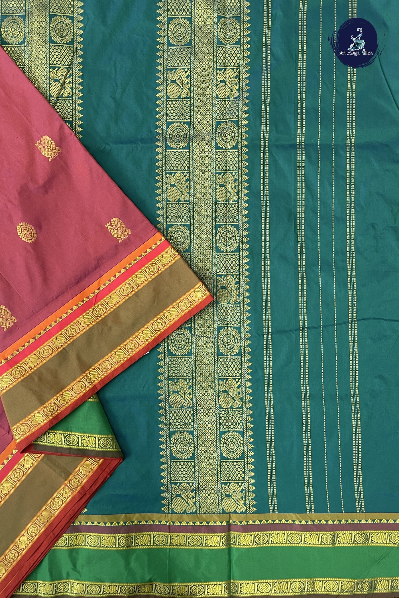 Caramel Pink 10 Yards Semi Silk With Zari Buttas Pattern