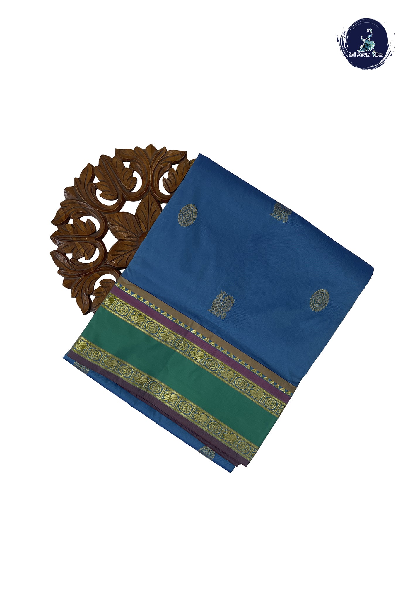 Light Blue 10 Yards Semi Silk With Zari Buttas Pattern