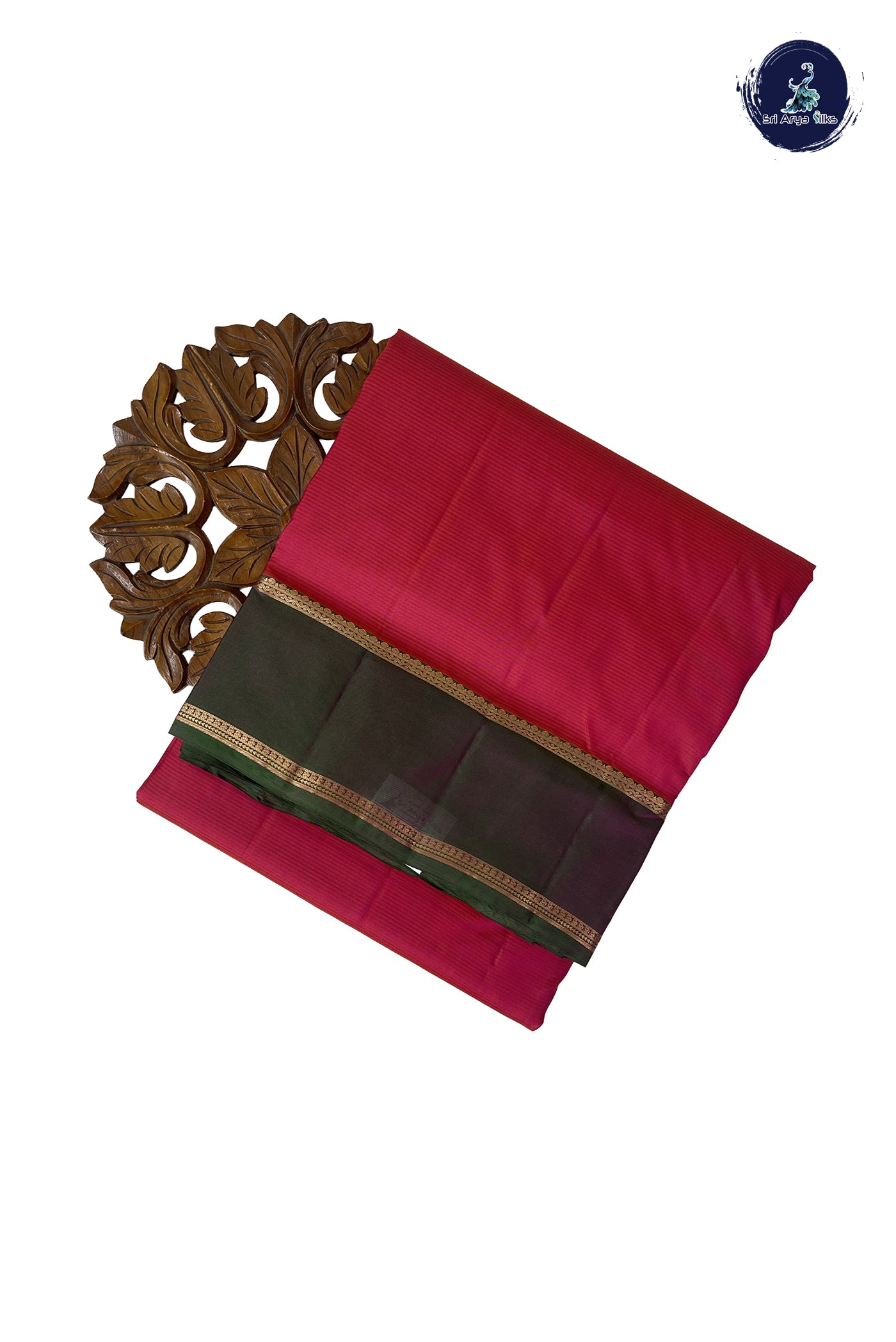 Orangish Pink Madisar 10 Yards Silk Saree With Plain Pattern