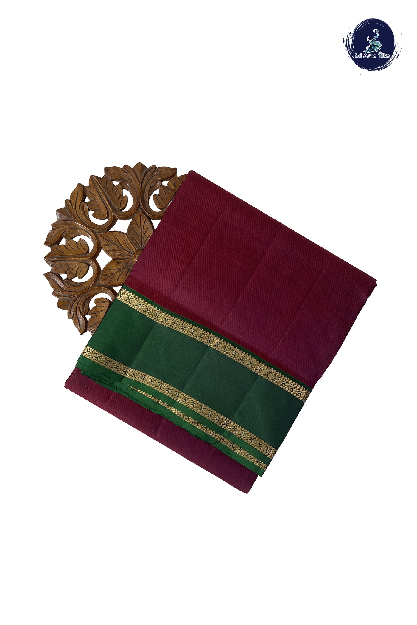 Dual Tone Maroon Madisar 10 Yards Silk Saree With Plain Pattern