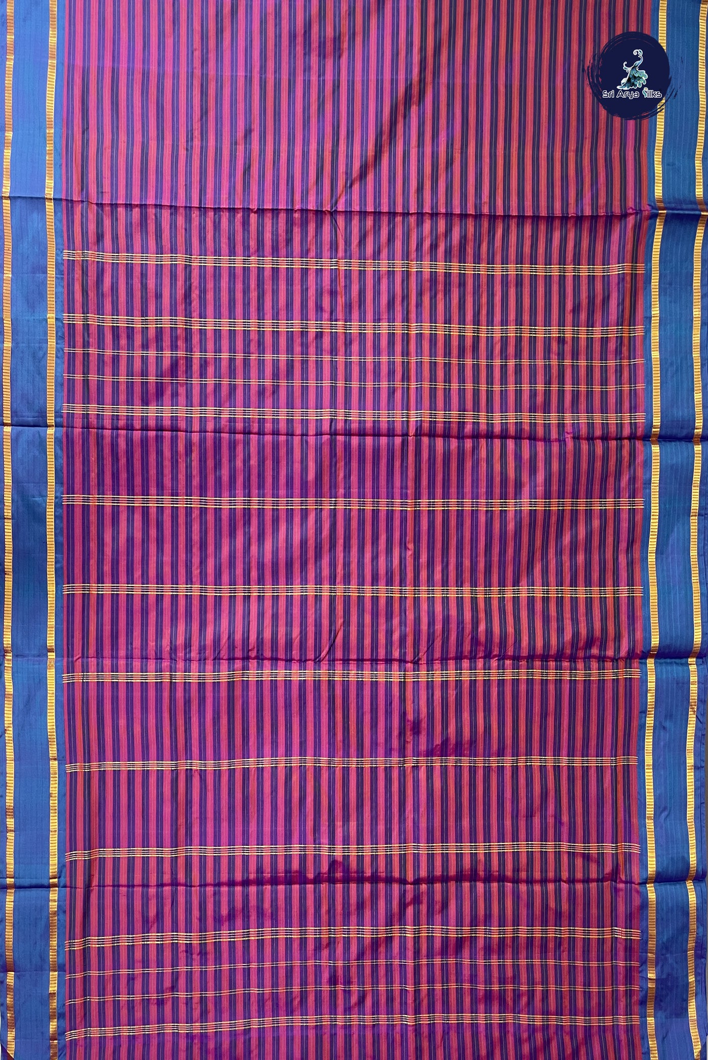 Multi Colour Madisar 10 Yards Silk Saree With Stripes Pattern