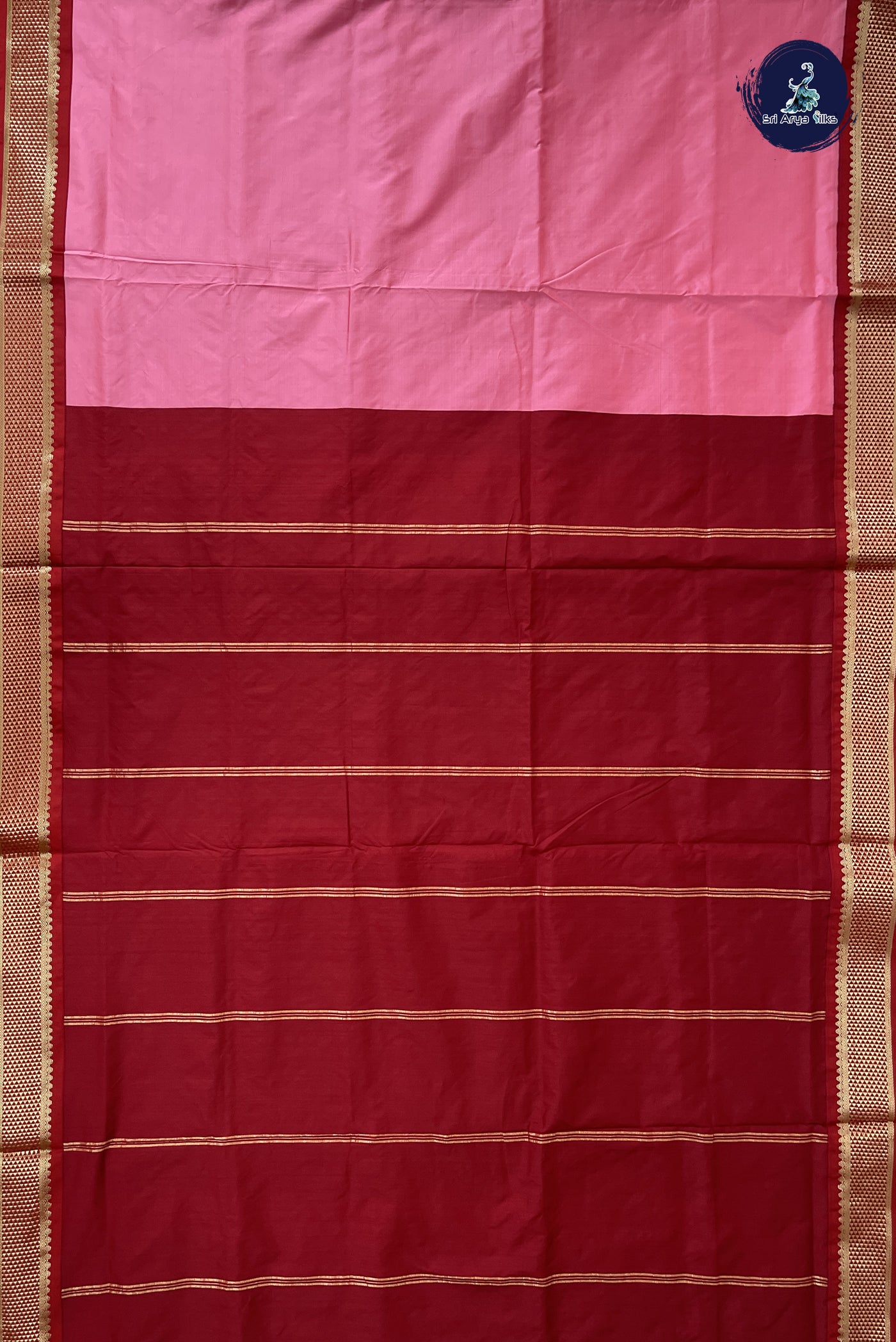 Pink 10 Yards Semi Silk With Plain Pattern