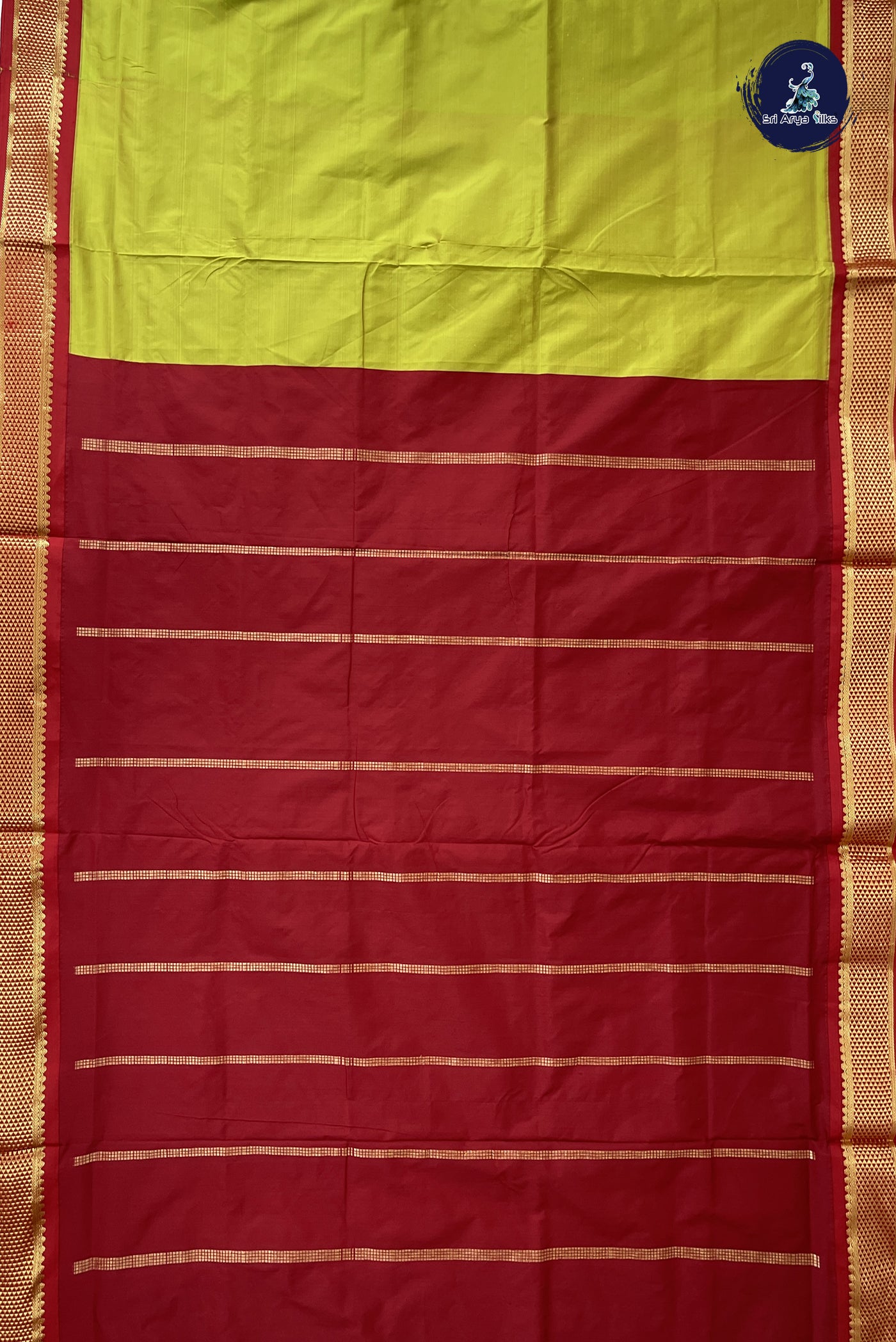 Green 10 Yards Semi Silk With Plain Pattern