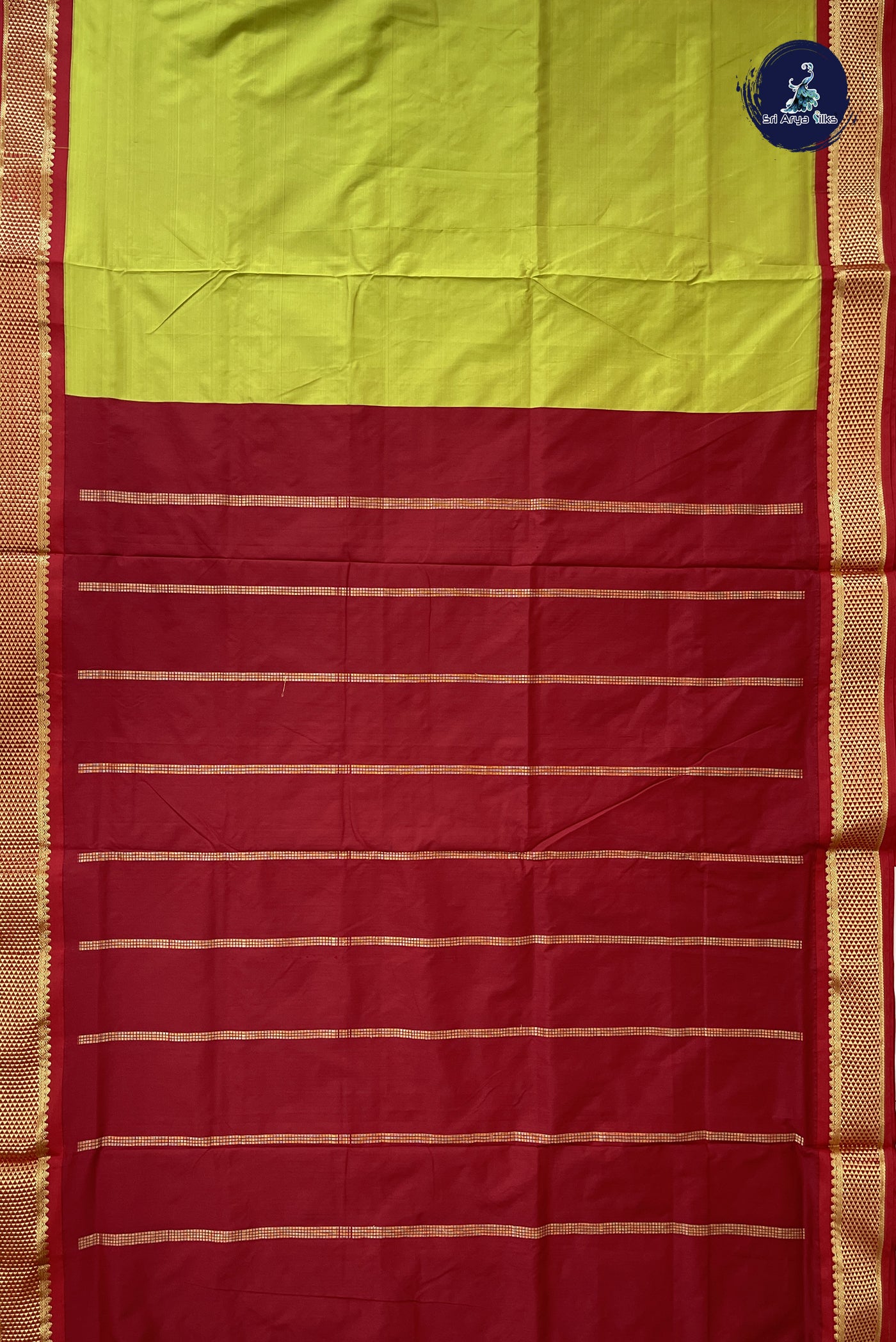 Green 10 Yards Semi Silk With Plain Pattern